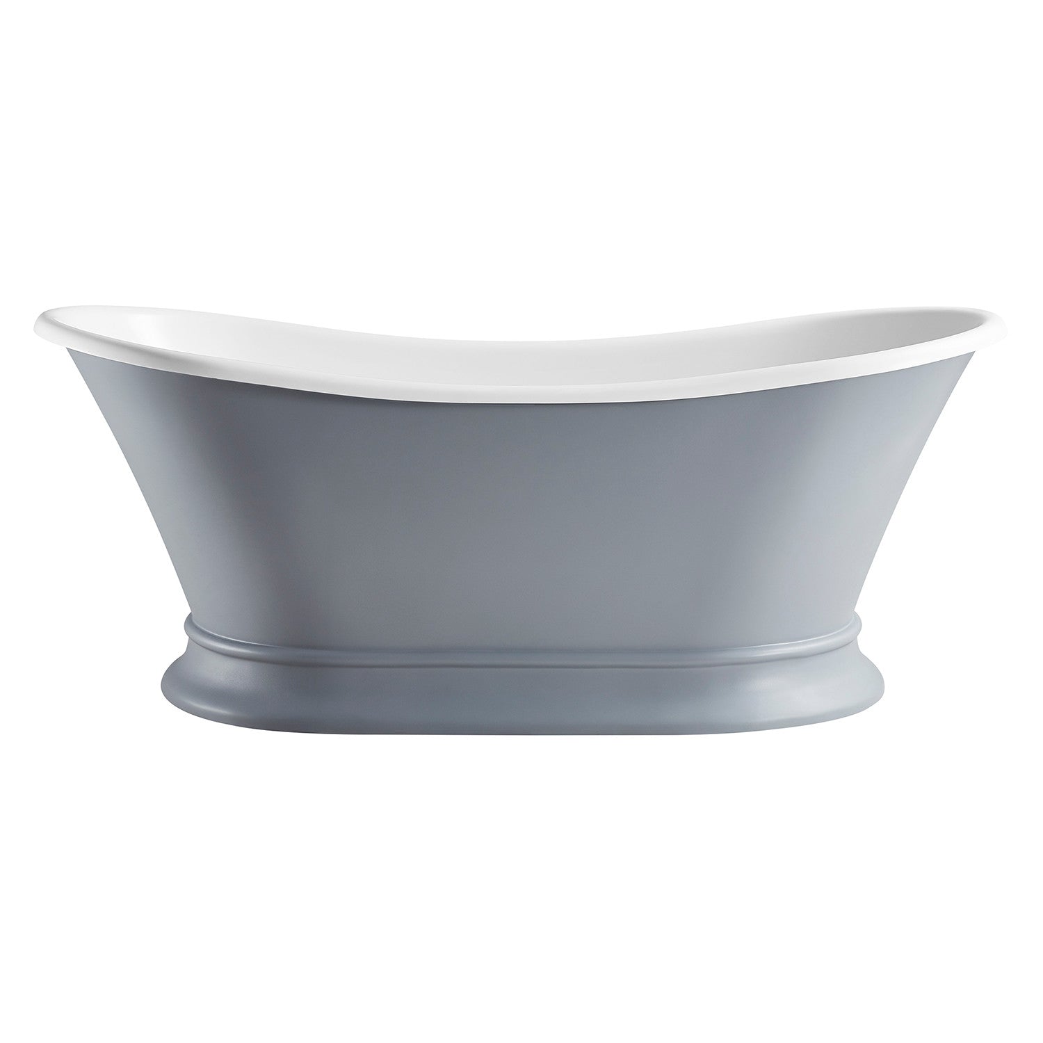 Arcticstone 68 Inch Solid Surface Oval Double Slipper Pedestal Bathtub - Matte Gray/Glossy White Freestanding Soaking Tub with Drain (No Faucet Holes) | Perfect for Luxury Bathrooms, Spa Retreats & Master Suite Relaxation