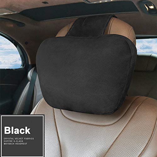 2PCS Premium Car Headrest Neck Pillow for Mercedes-Benz Maybach - Soft Suede Cover with Lumbar Support | Perfect for Long Drives & Road Trips