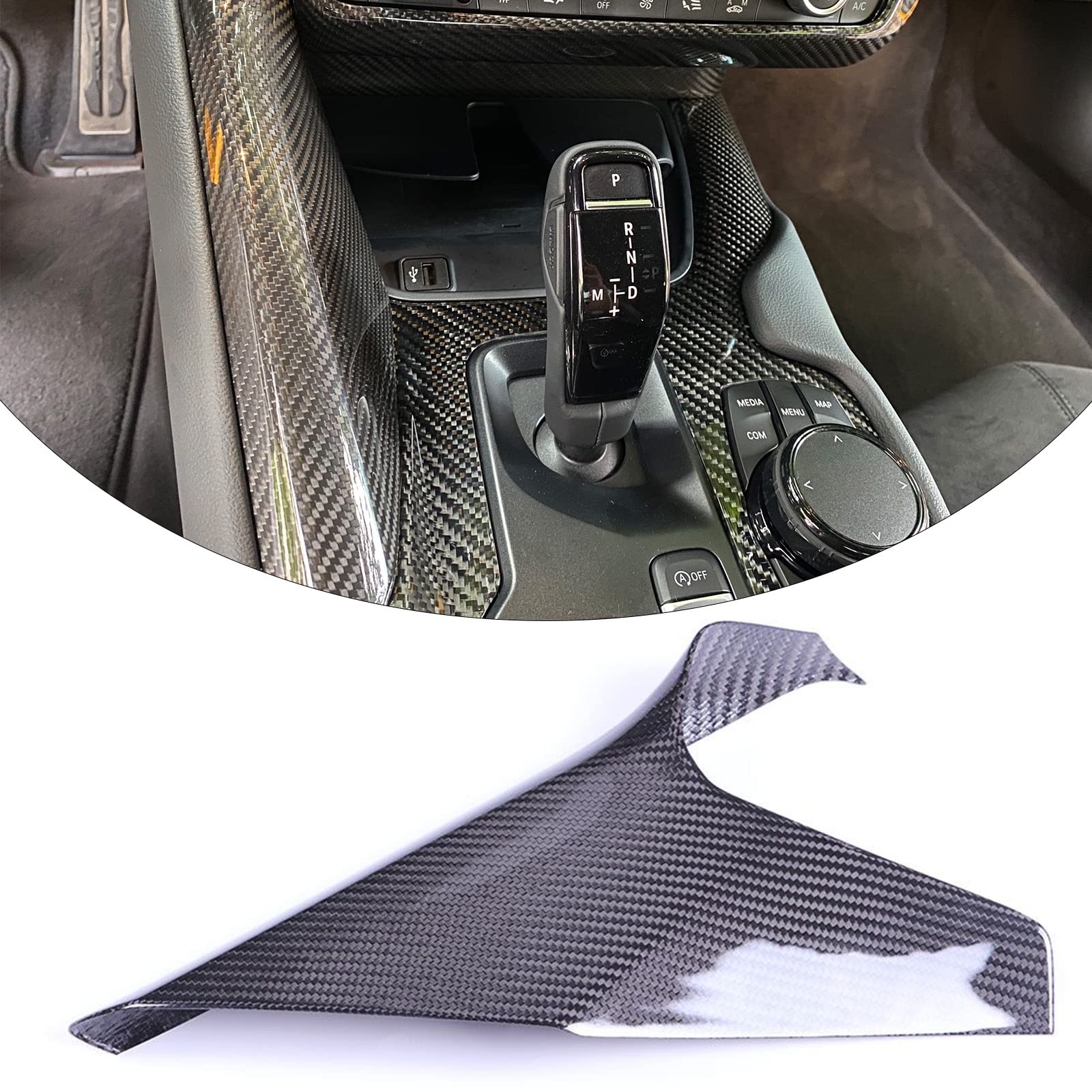 Premium Real Carbon Fiber Car Center Console Gear Shift Panel Cover - Compatible with Toyota Supra GR A90 A91 MK5 2019-2024 LHD (Black) - Interior Upgrade & Protection for Sports Car Enthusiasts