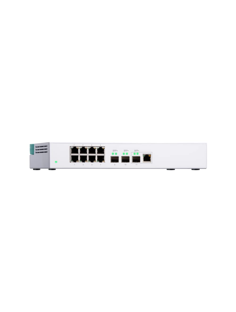 QNAP QSW-308-1C 10GbE Network Switch - 3-Port 10G SFP+ (Including 1 Combo SFP+/RJ45 Port) & 8-Port Gigabit Unmanaged Switch for Home Office, Small Business & Data Center Networking