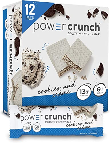 Power Crunch Whey Protein Bars - High Protein Snacks (12 Pack, 1.4oz Each) | Cookies & Crème Flavor | Delicious Taste for Post-Workout Recovery, Healthy On-the-Go Snacking & Weight Management