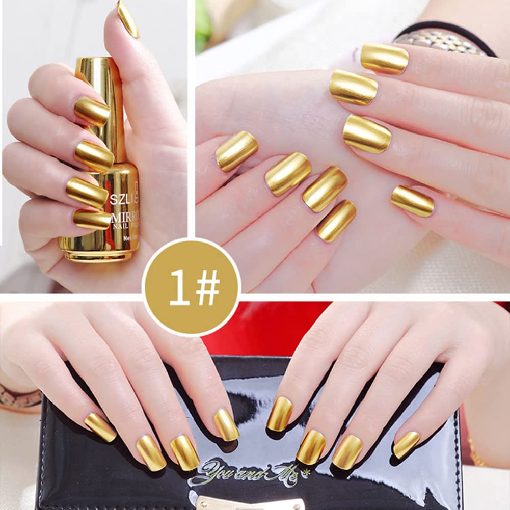 18ml Metallic Mirror Effect Nail Polish - Silver Metal Long-Lasting Non-Peelable Glitter Varnish for Manicure & Pedicure | Perfect for Parties, Weddings, and Special Occasions