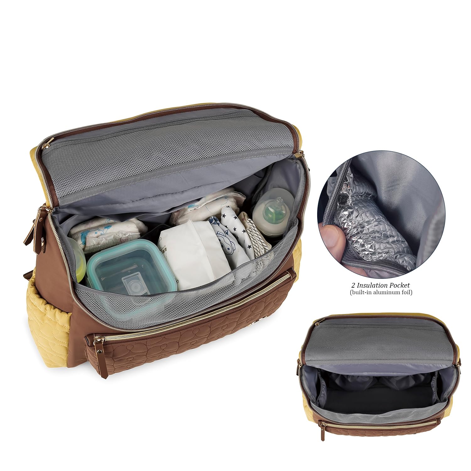 MOMIGO Large Baby Diaper Backpack - Multifunctional Travel Diaper Bag for Moms with Portable Changing Pad, Waterproof & Spacious (Brown) | Perfect for Daycare, Travel, and On-the-Go Parenting