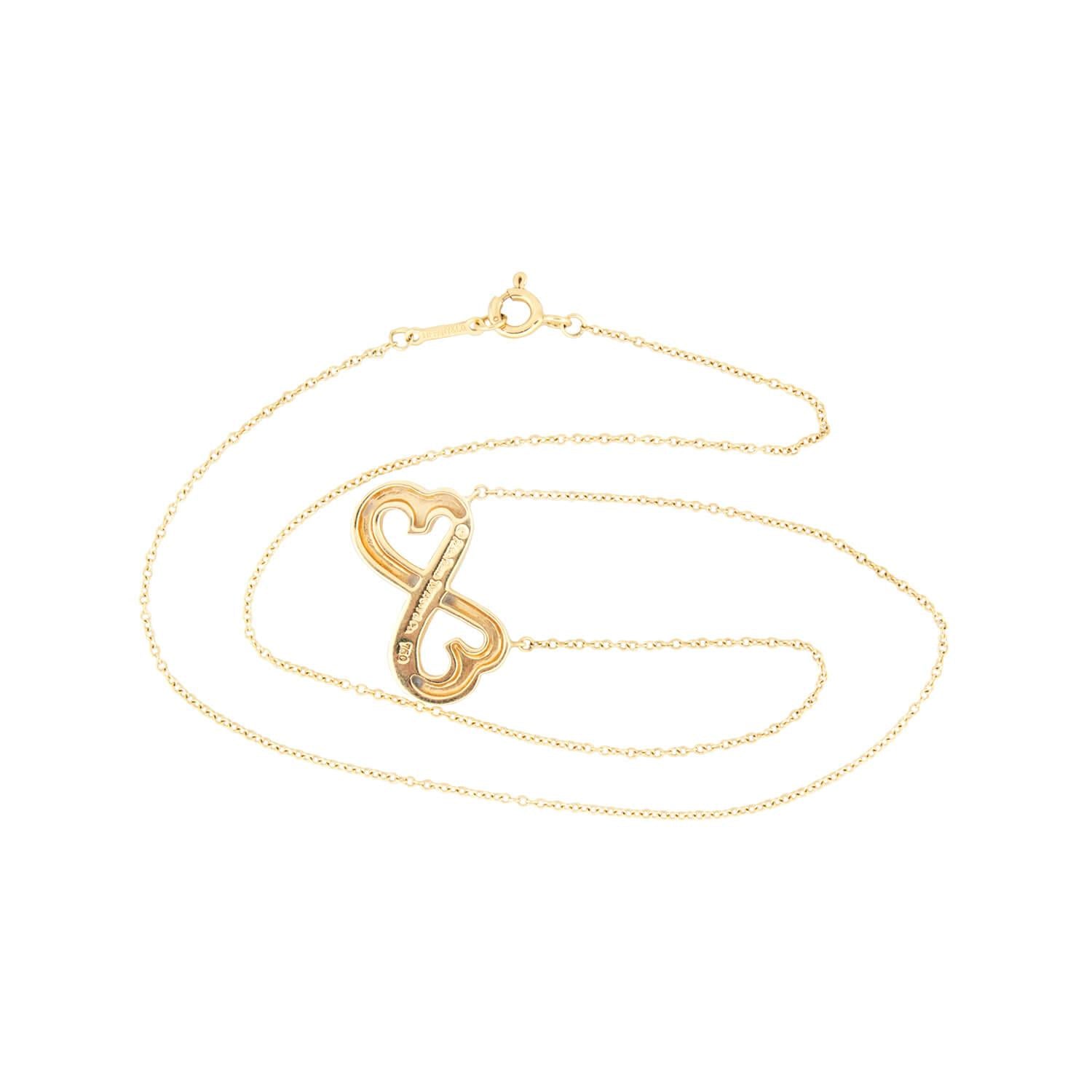 Vintage Tiffany & Co. 18k Gold Interlocking Hearts Necklace by Paloma Picasso - Elegant Jewelry Gift for Women, Perfect for Anniversaries & Romantic Occasions