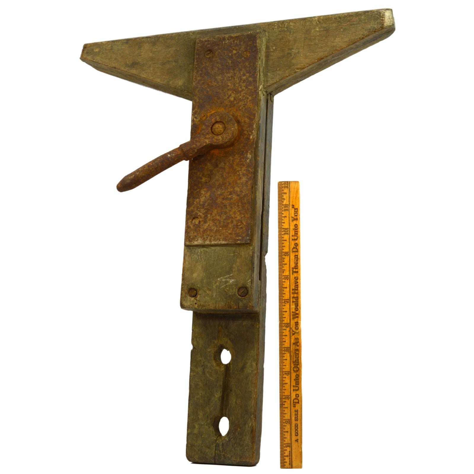 Antique Wooden Saw Vise - Heavy Duty Bench Mounted Sharpening Clamp Tool for Woodworking & Metalworking | Perfect for Vintage Tool Restoration & DIY Projects