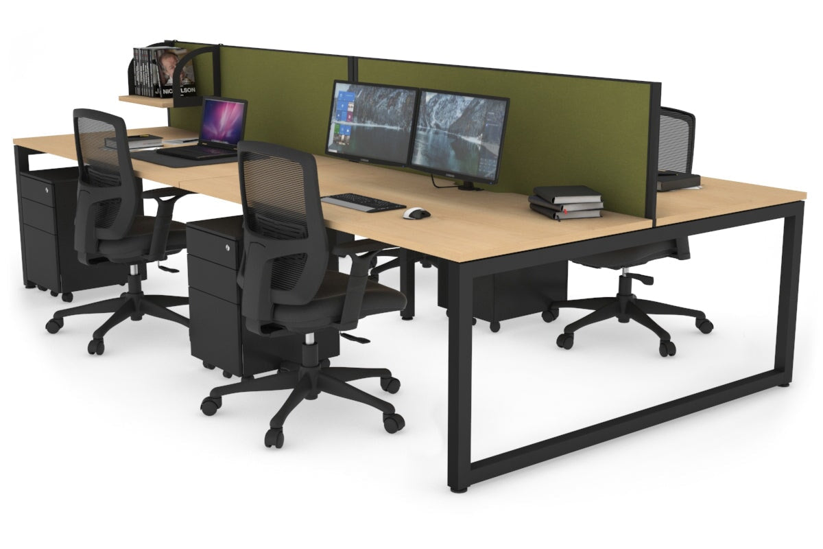 Quadro Loop Legs 4-Person Office Workstation - 1400L x 800W with Cable Management Scallop - Perfect for Collaborative Workspaces & Open Office Environments