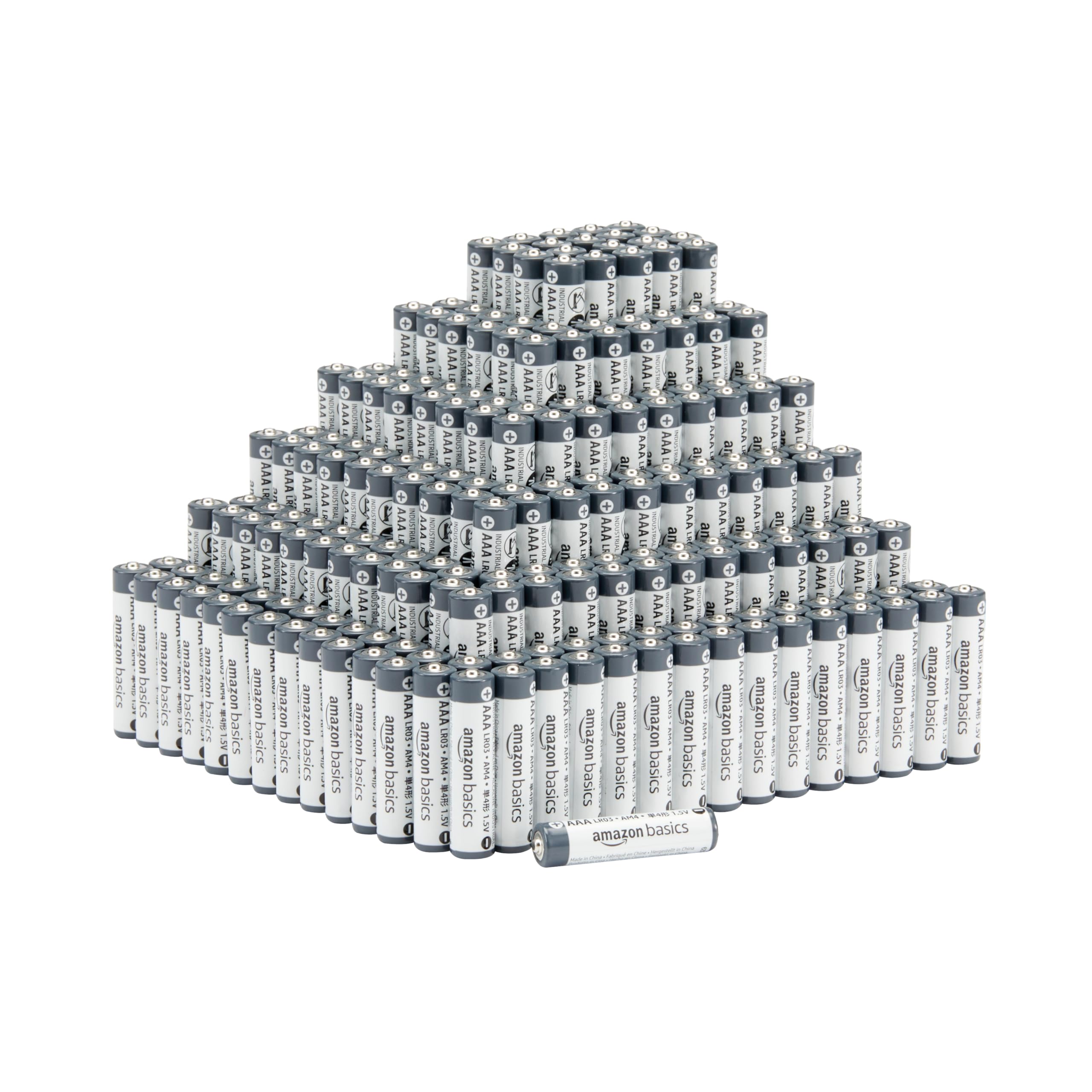 Amazon Basics 300-Pack AAA Alkaline Industrial Batteries - 1.5 Volt Long Lasting Power (5-Year Shelf Life) - Perfect for Toys, Remote Controls, Flashlights & Electronic Devices