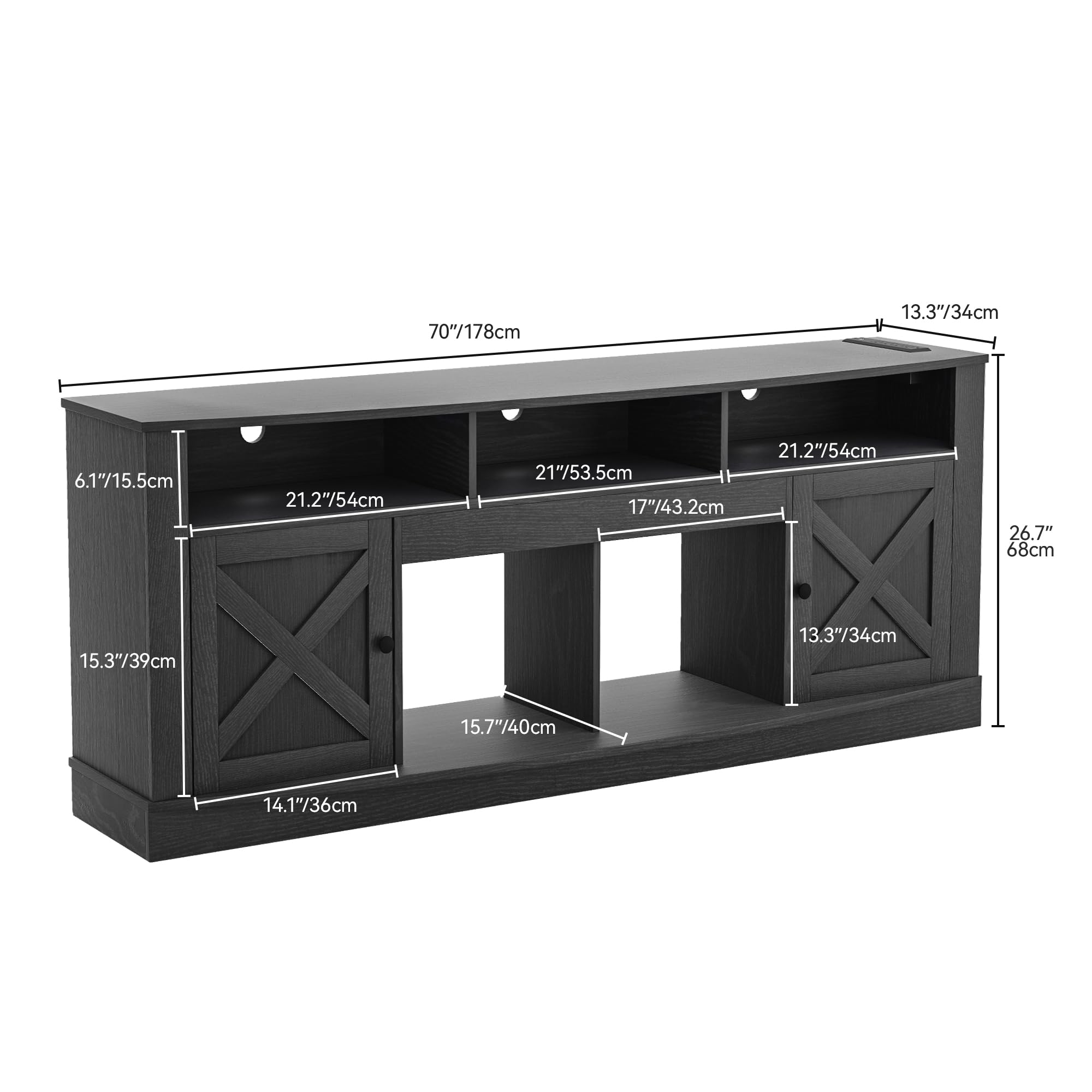 DWVO 75/80 Inch TV Stand with LED Lights - Modern Entertainment Center & Media Console with Barn Doors, Power Outlet - Sturdy TV Cabinet for Living Room, Bedroom, Home Theater (Black)