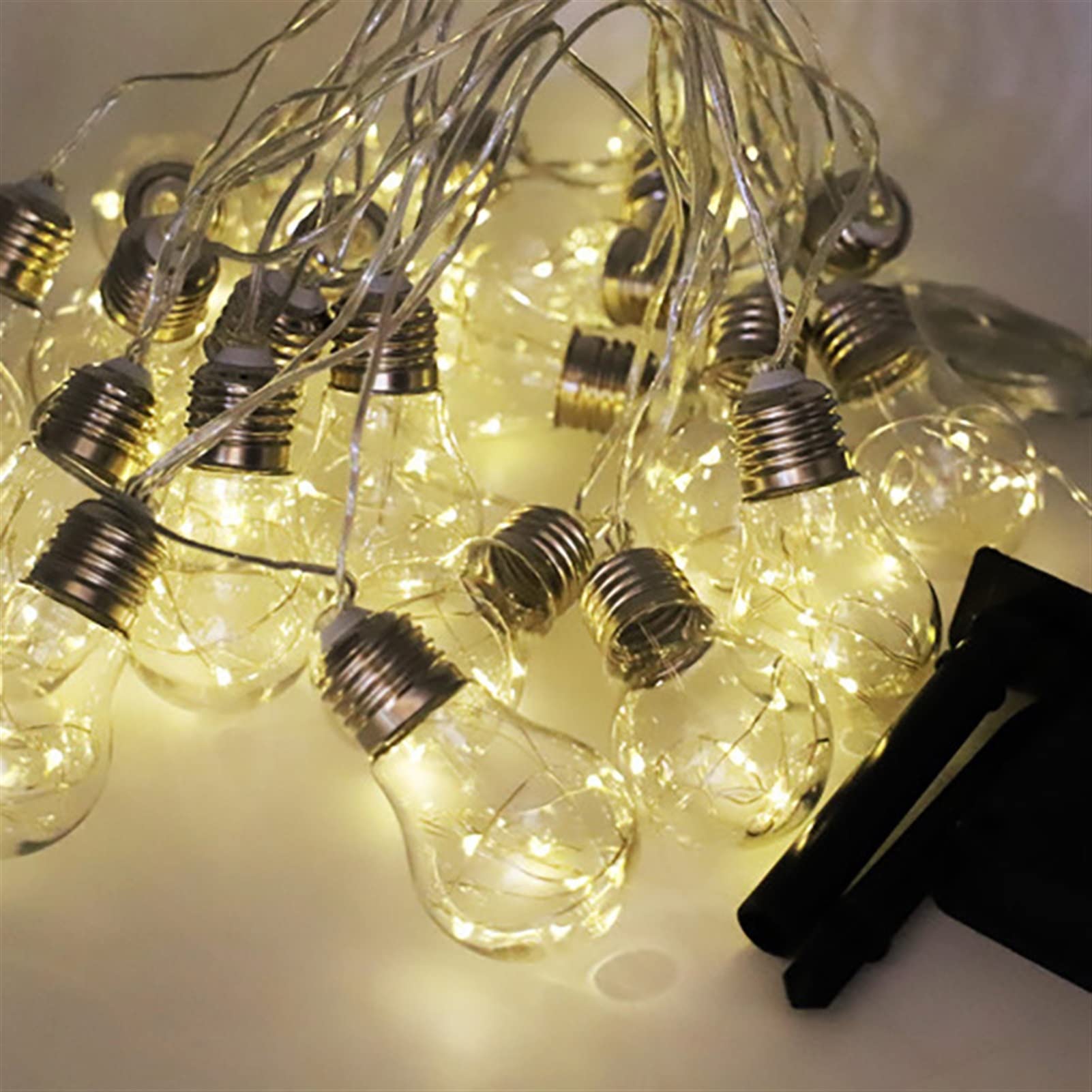 Solar Powered LED Christmas String Lights Outdoor - 5M/8M/10M/20M with 10/20 G45 Globe Festoon Bulbs, Copper Wire Fairy Lights for Holiday Decorations, Garden Parties, and Indoor/Outdoor Events (White 8m 20 Bulbs)