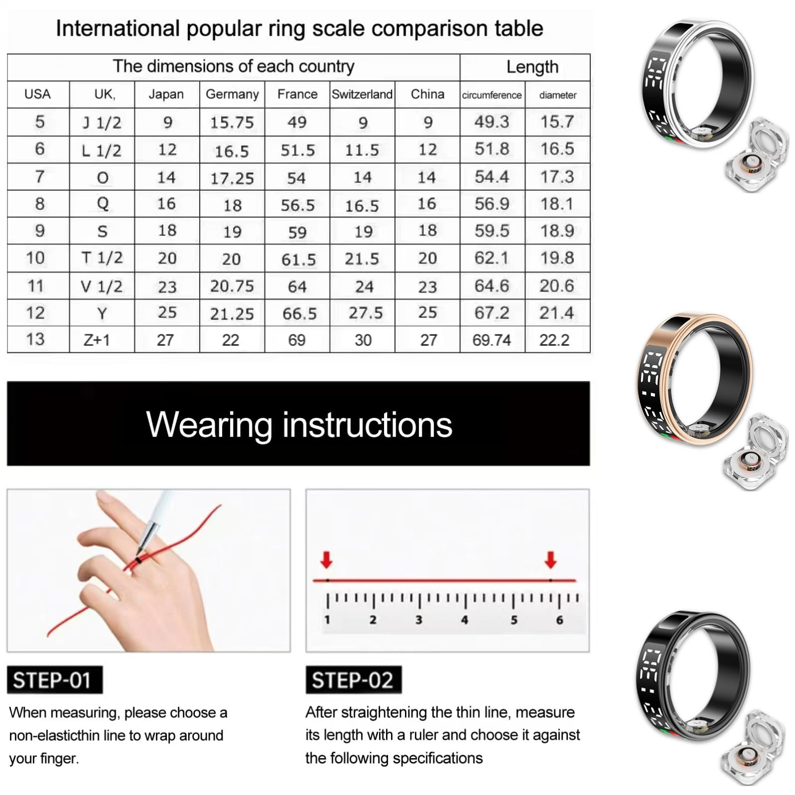 2025 Upgraded Smart Ring with LED Display - Heart Rate & Sleep Monitor, Fitness Tracker, Remote Camera Control, IP68 Waterproof for Swimming & Sports | No App Fee | Perfect for Health Tracking, Workouts & Daily Activity Monitoring