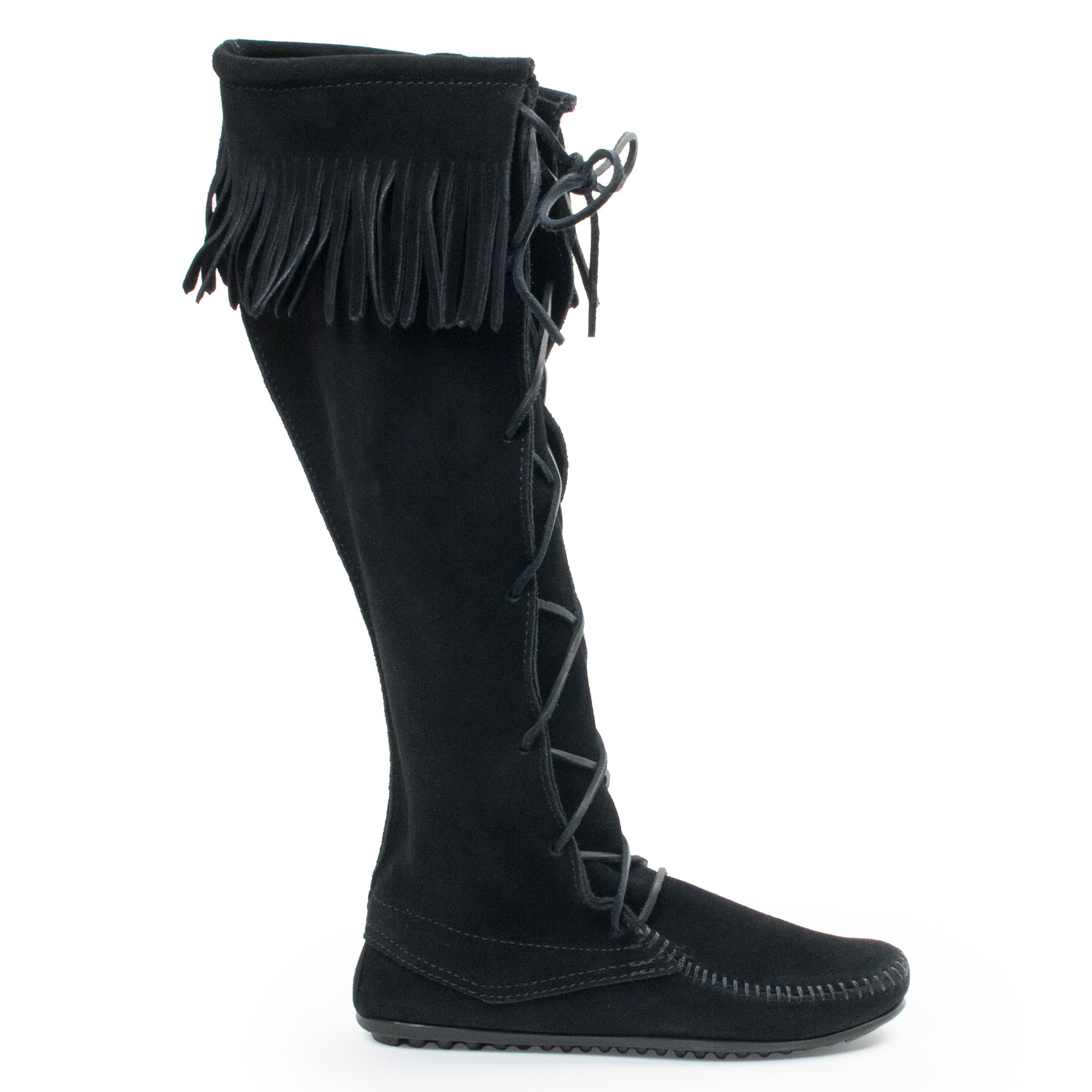 Minnetonka Women's Front Lace Knee High Boots - Genuine Leather Western Cowgirl Boots for Women | Perfect for Country Music Festivals & Fall Fashion