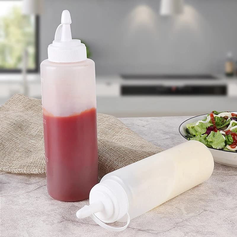 450ml Transparent Squeeze Bottle for Ketchup, Mayo, Chutney, Vinegar & Oil - Leak-Proof Condiment Dispenser (Pack of 2) - Perfect for Restaurants, Home Kitchens & Outdoor BBQs