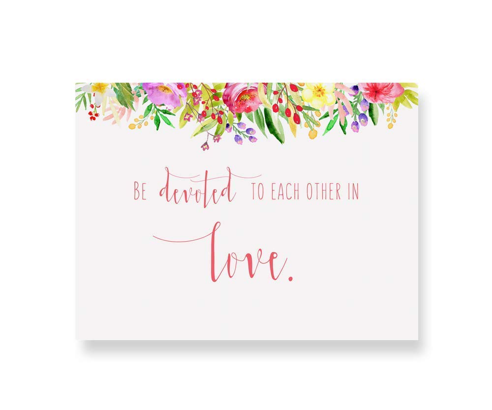 Be Devoted To Each Other In Love Romans 12:10 Bible Verse Print - Christian Wedding & Anniversary Gift - Perfect for Home Decor, Church Weddings & Christian Couples