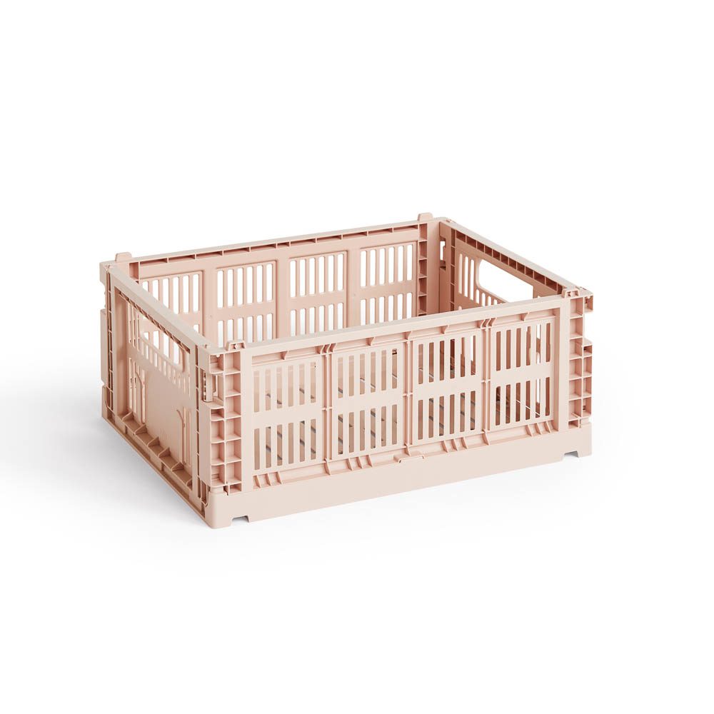 HAY Colour Storage Crate V2 - Medium Size Powder Blue Plastic Organizer Bin for Home, Office & Kids Room Organization - Perfect for Toys, Books & Closet Storage