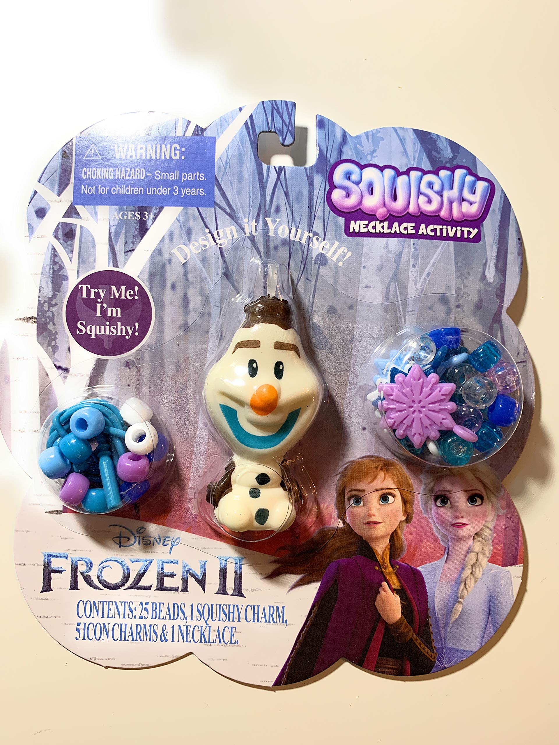 Frozen 2 Squishy Necklace Activity Kit for Kids - DIY Elsa Anna Jewelry Making Set - Perfect for Birthday Parties, Playdates & Disney Themed Events