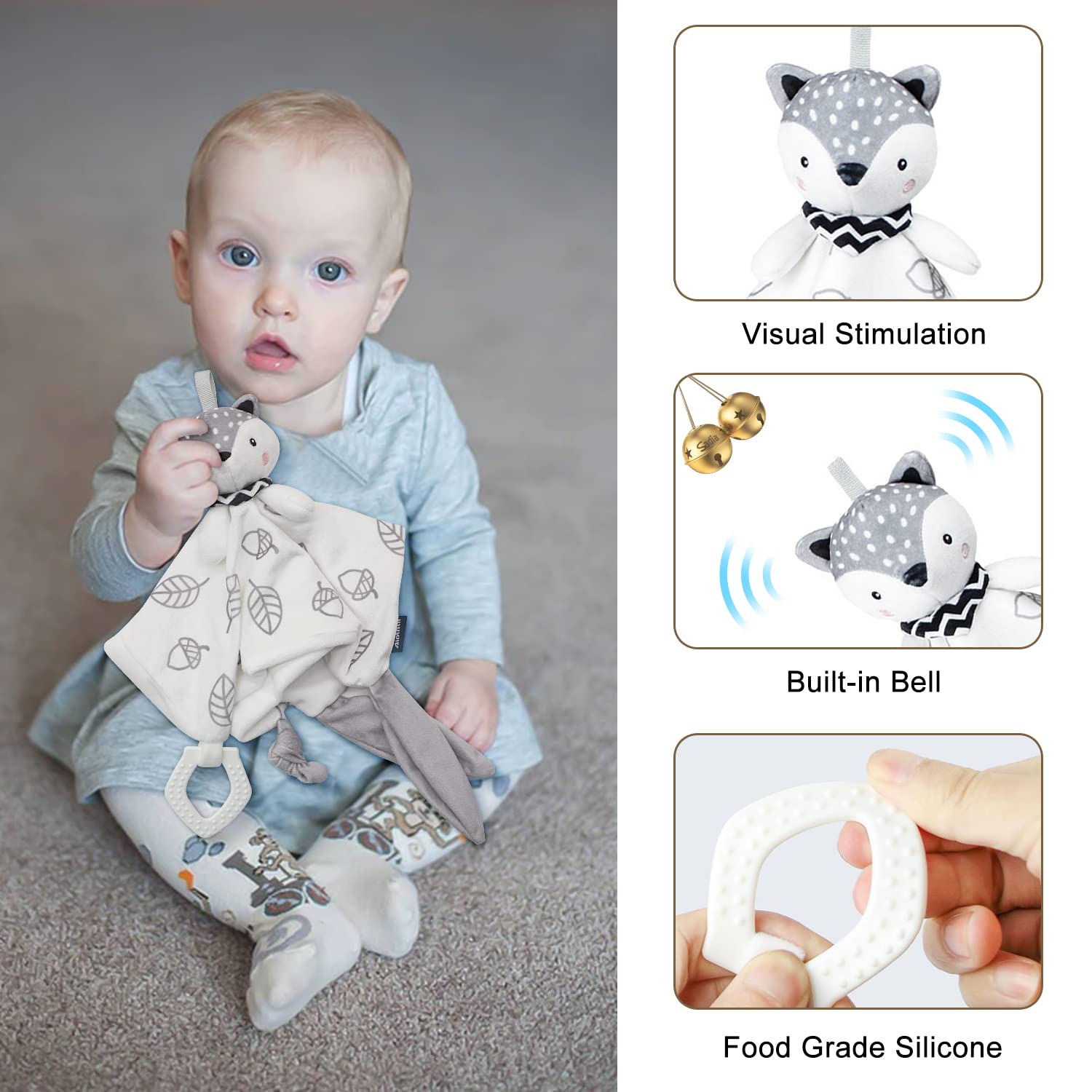 Adorable Baby Gift Set for Girls - Soft Baby Blanket, Cute Lovey, Funny Bibs & Socks with Greeting Card | Perfect Newborn Baby Shower Present & Welcome Gift | Ideal for Birthdays, Christenings and First Photo Shoots (Fox Theme)