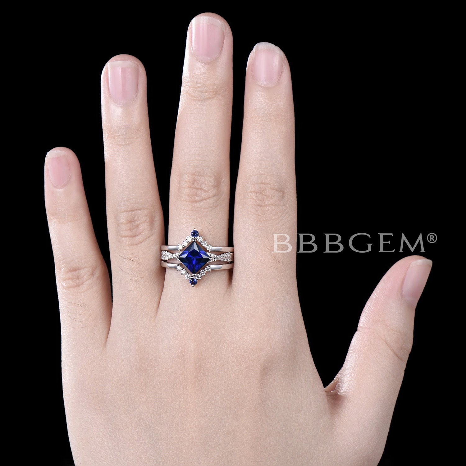 Infinity Twist Sapphire Engagement Ring Set with 3 Diamonds - Elegant Bridal Jewelry for Wedding, Proposal & Anniversary Gifts