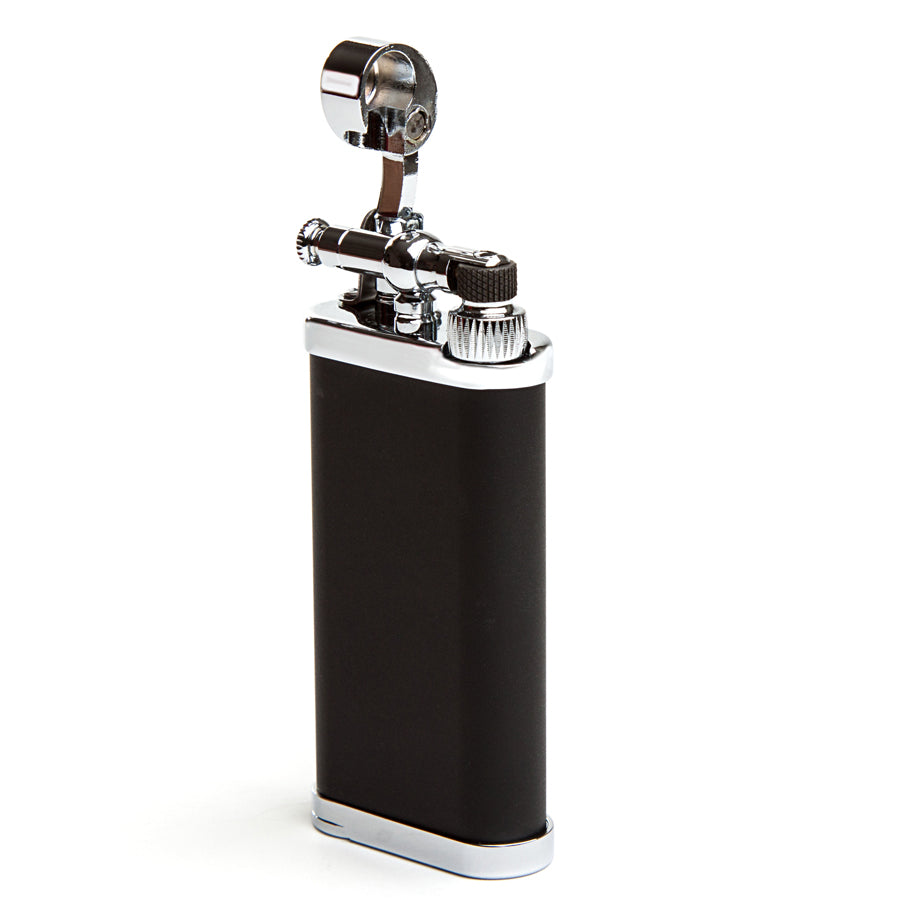 IM Corona Old Boy Black Chromium Pipe Lighter - Premium Windproof Butane Lighter for Tobacco Pipes & Cigars - Perfect for Outdoor Smoking, Camping & Travel