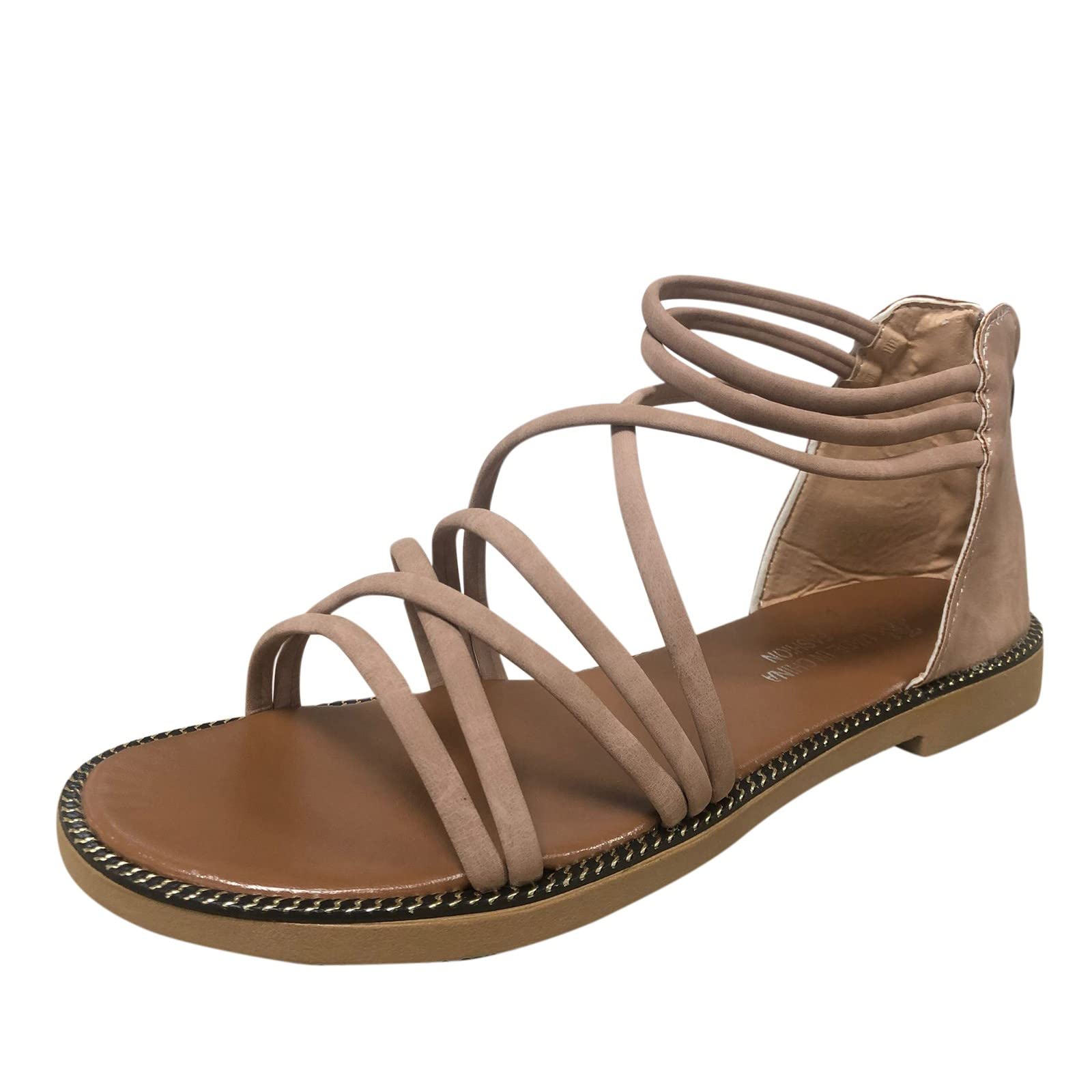 Women's Comfortable Flat Roman Sandals for Spring & Summer | Casual Beach Shoes | Black Size 41 | Perfect for Vacation, Walking & Outdoor Activities