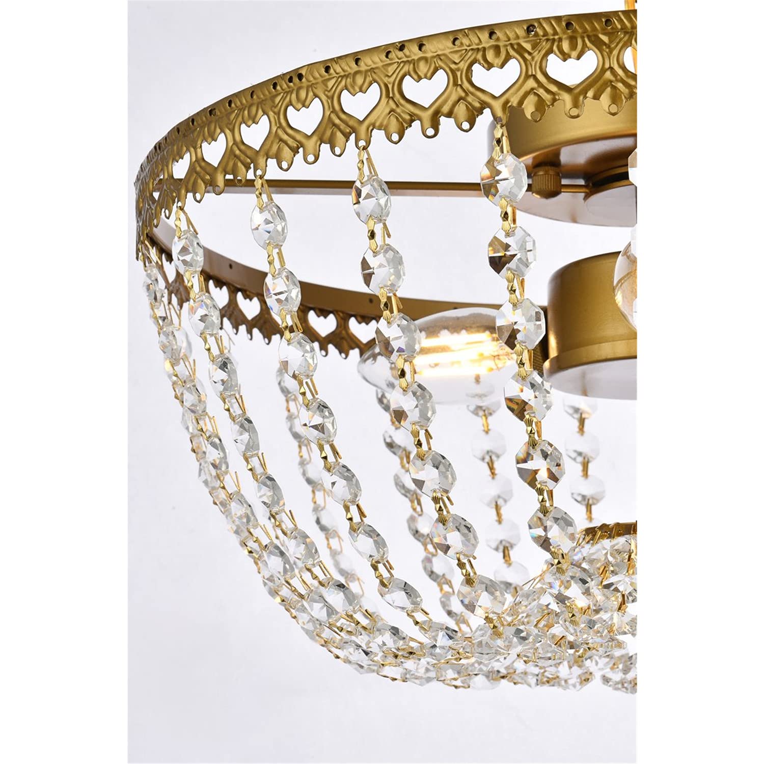 14 Inch Brass Flush Mount Ceiling Light - Modern Indoor Home Decor for Living Room, Bedroom & Kitchen | Energy-Efficient Bright Lighting Fixture