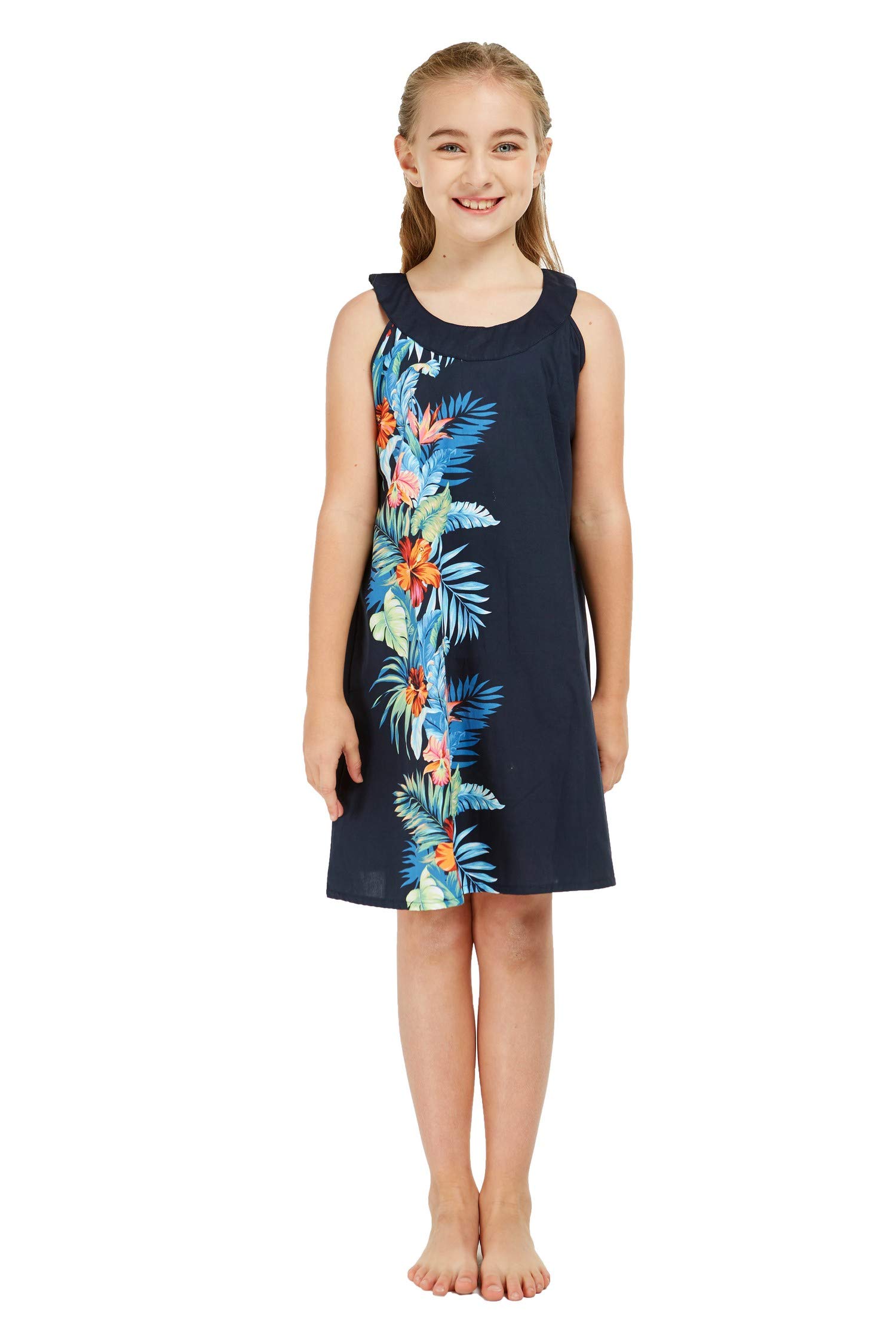 Hawaiian Luau Matching Mother Daughter Dresses - Floral Round Neck Shift Dresses in Orchid Paradise for Beach Vacation & Family Photos