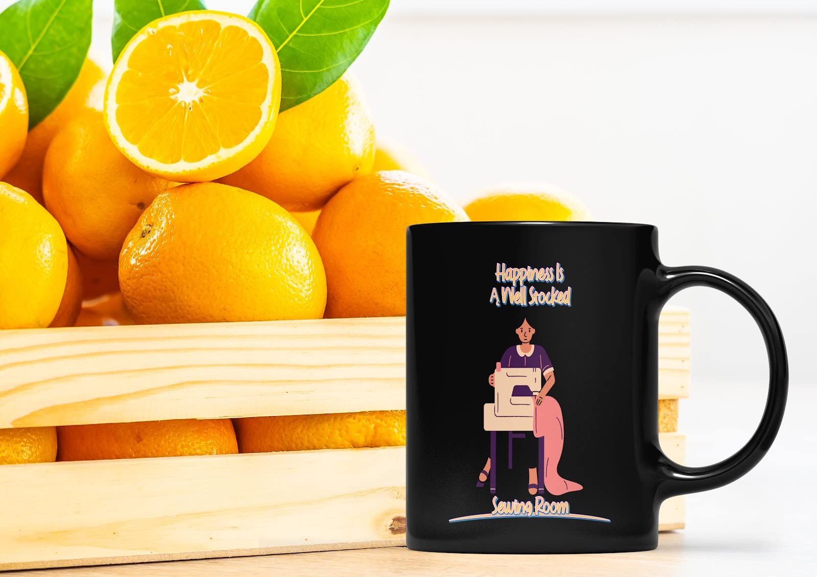 Funny Coffee Mug - 'Happiness Is a Well Stocked Sewing Room' - Unique Gift for Sewing Lovers, Family, Coworkers, Father, Mother - Perfect for Holidays, Birthdays & Everyday Use - Enjoy Your Coffee While Crafting