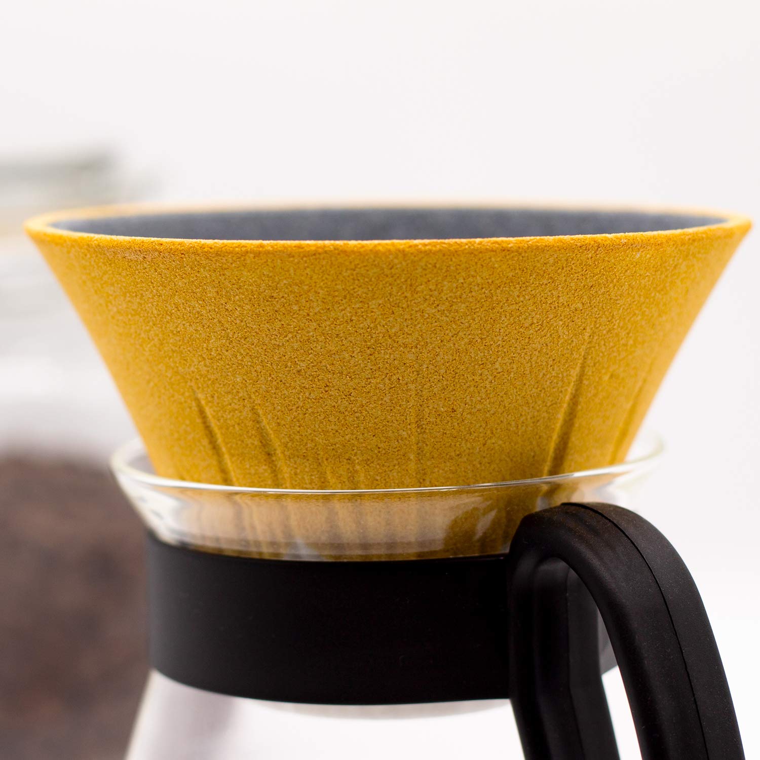 Premium Fuji Ceramic Coffee Filter Dripper with Dedicated Base & Saucer - Yellow | Japanese-Style Pour Over Coffee Maker for Home, Office & Cafe Brewing