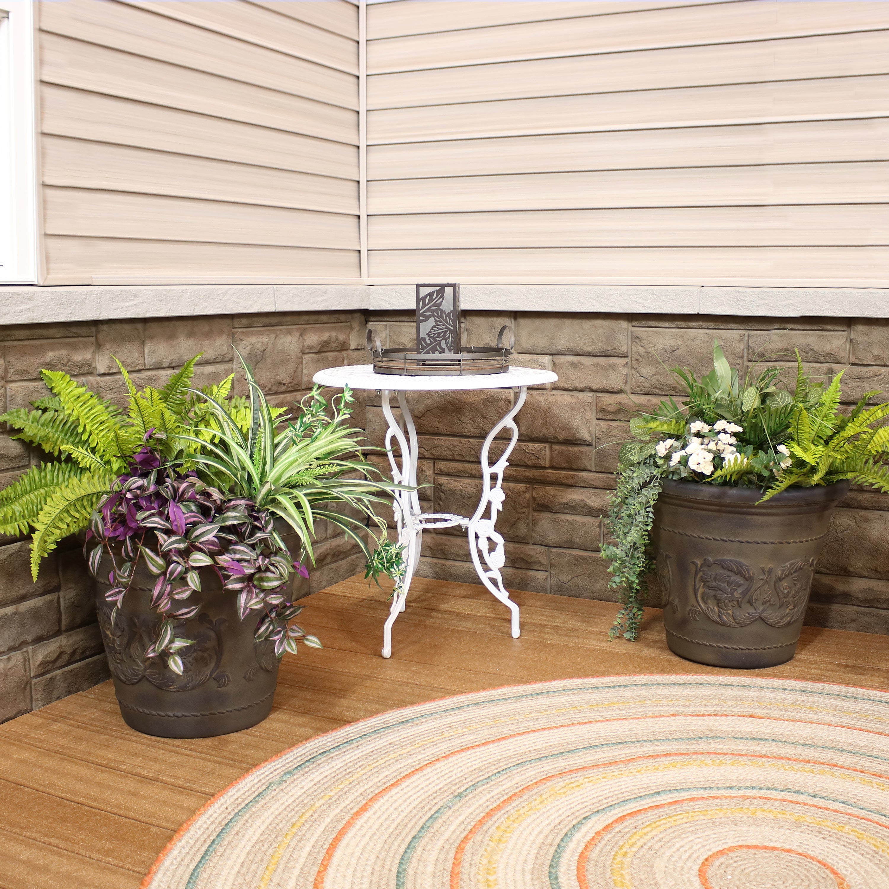 Sunnydaze Arabella Polyresin Outdoor Flowerpot Planter - Decorative Garden Planter for Patio, Porch & Yard - Weather-Resistant & Durable Design