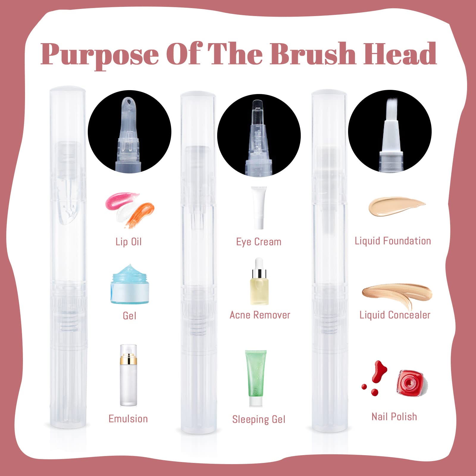 2.5ml Empty Cuticle Oil Pen with Brush Tip - Non-Refillable Transparent Nail Oil Applicator - Portable Cosmetic Dispenser for Cuticle Care, Nail Treatment & Lip Gloss - Travel-Friendly Beauty Accessories (3-Pack, White) - Perfect for Salon, Home Use & On-the-Go Nail Care