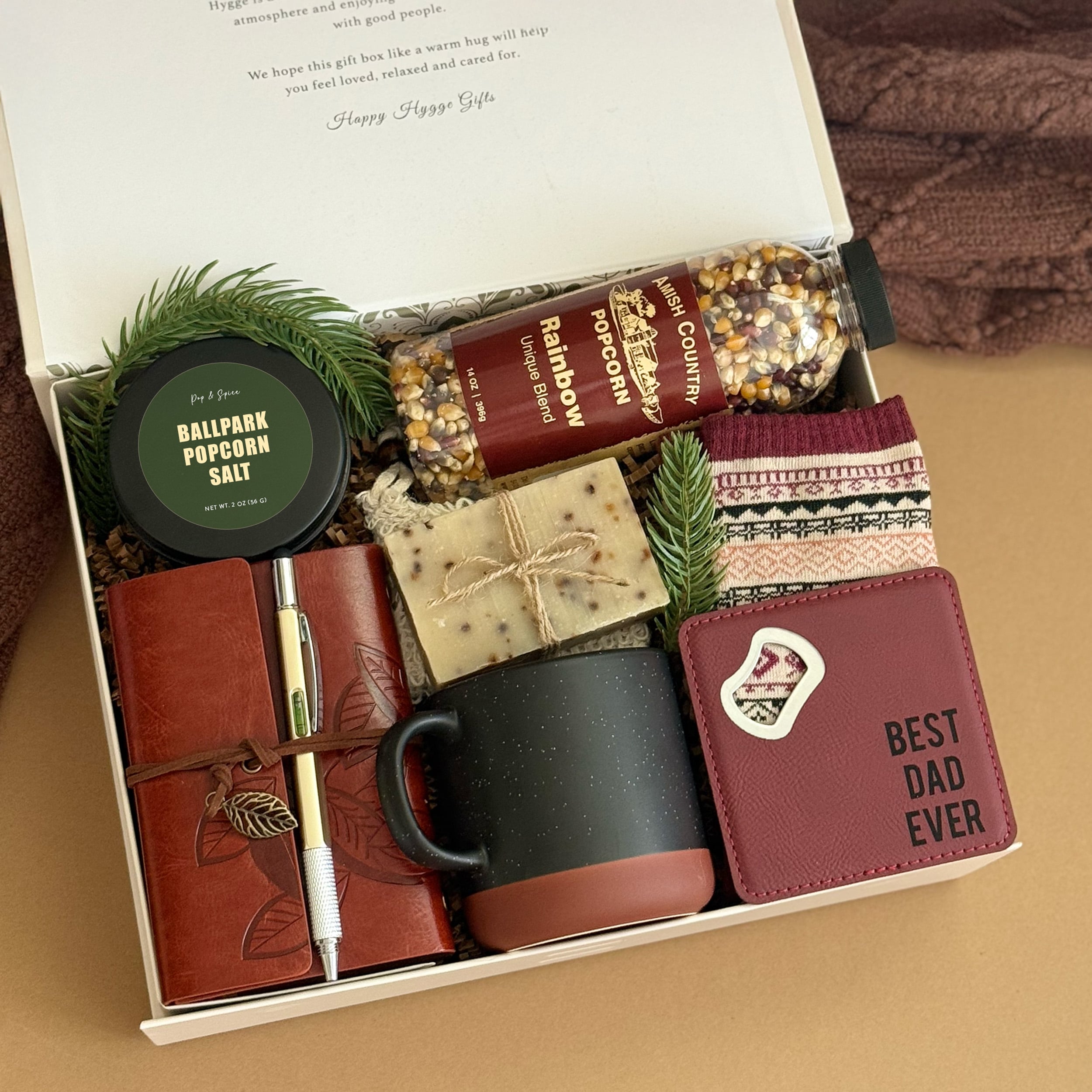 Kernel of Comfort – Father’s Day Gift Box for Men | Cozy Gift Set with Mug, Popcorn, Journal & More | Perfect for Birthday, Anniversary & Holiday Gifting