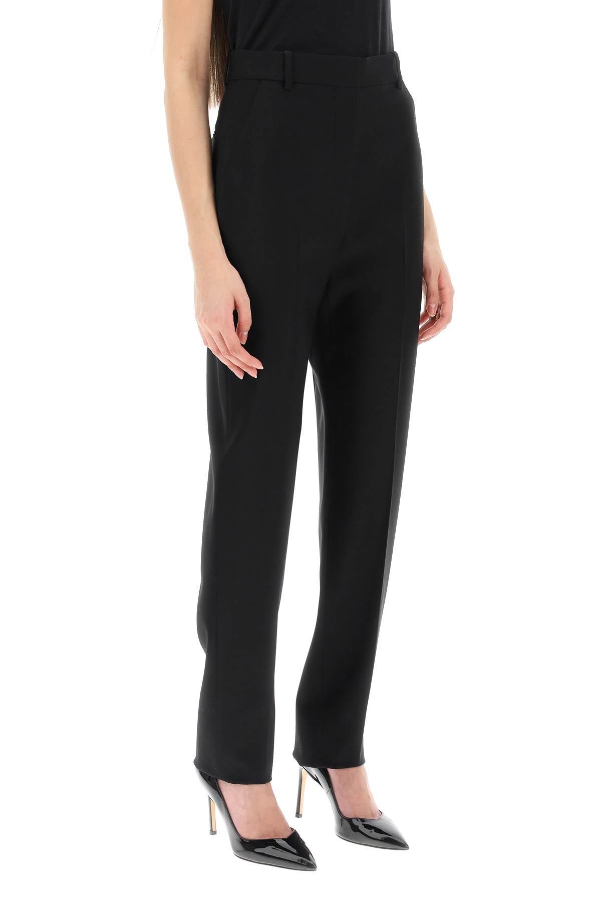 Alexander McQueen High Waisted Cigarette Trousers for Women - Slim Fit Stretch Skinny Dress Pants for Office, Business & Evening Wear