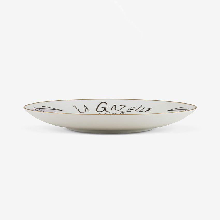 Ginori 1735 Luchino Profumi Decorative Plate - La Gazelle D'Or Gold Rimmed Collectible Dish for Elegant Dining & Home Decor