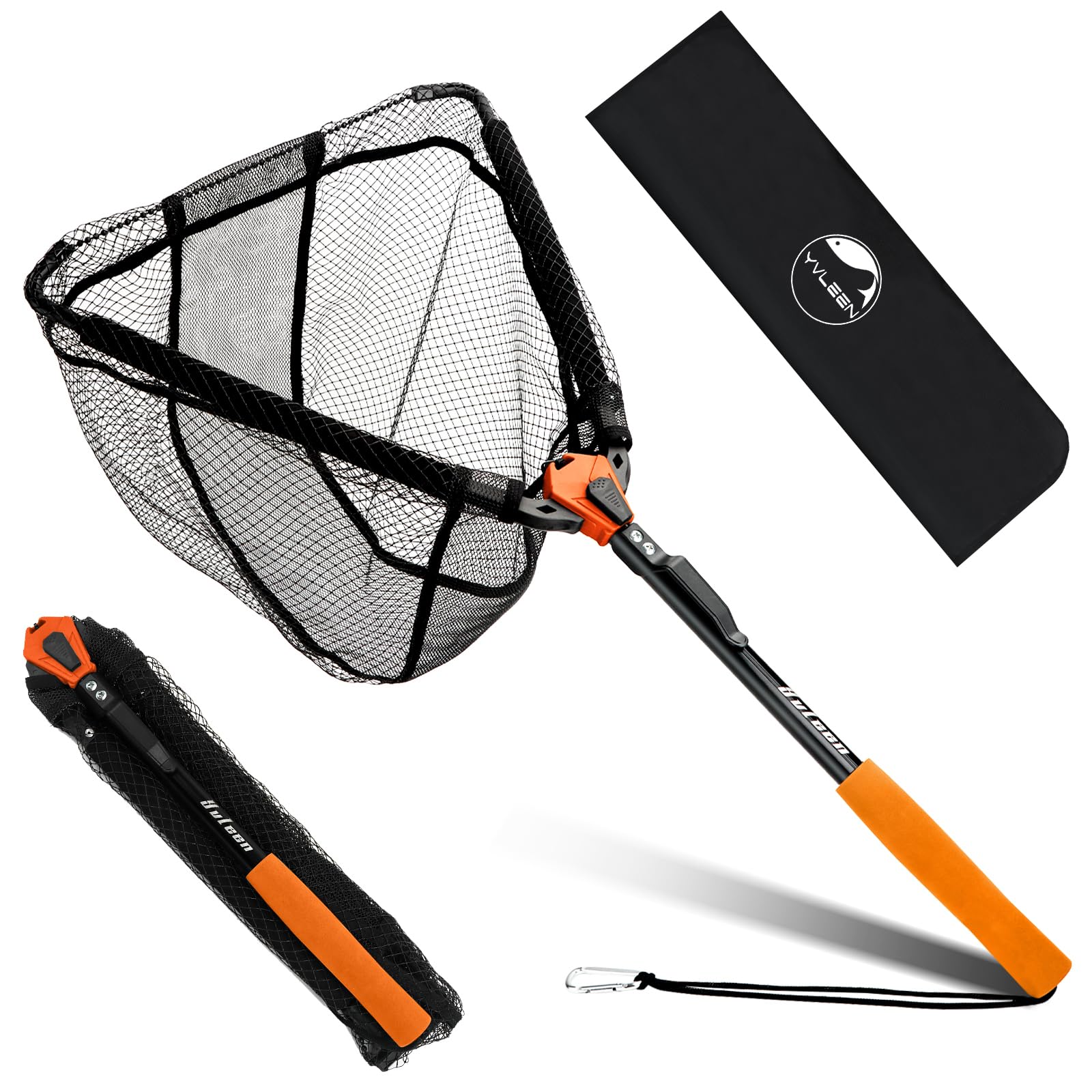 **YVLEEN Floating Fishing Net - Foldable & Lightweight Freshwater Landing Net with Ultra-Thin Rubber Mesh for Easy Catch & Release - Perfect Gift for Anglers - Ideal for Kayak, Boat, and Shore Fishing**