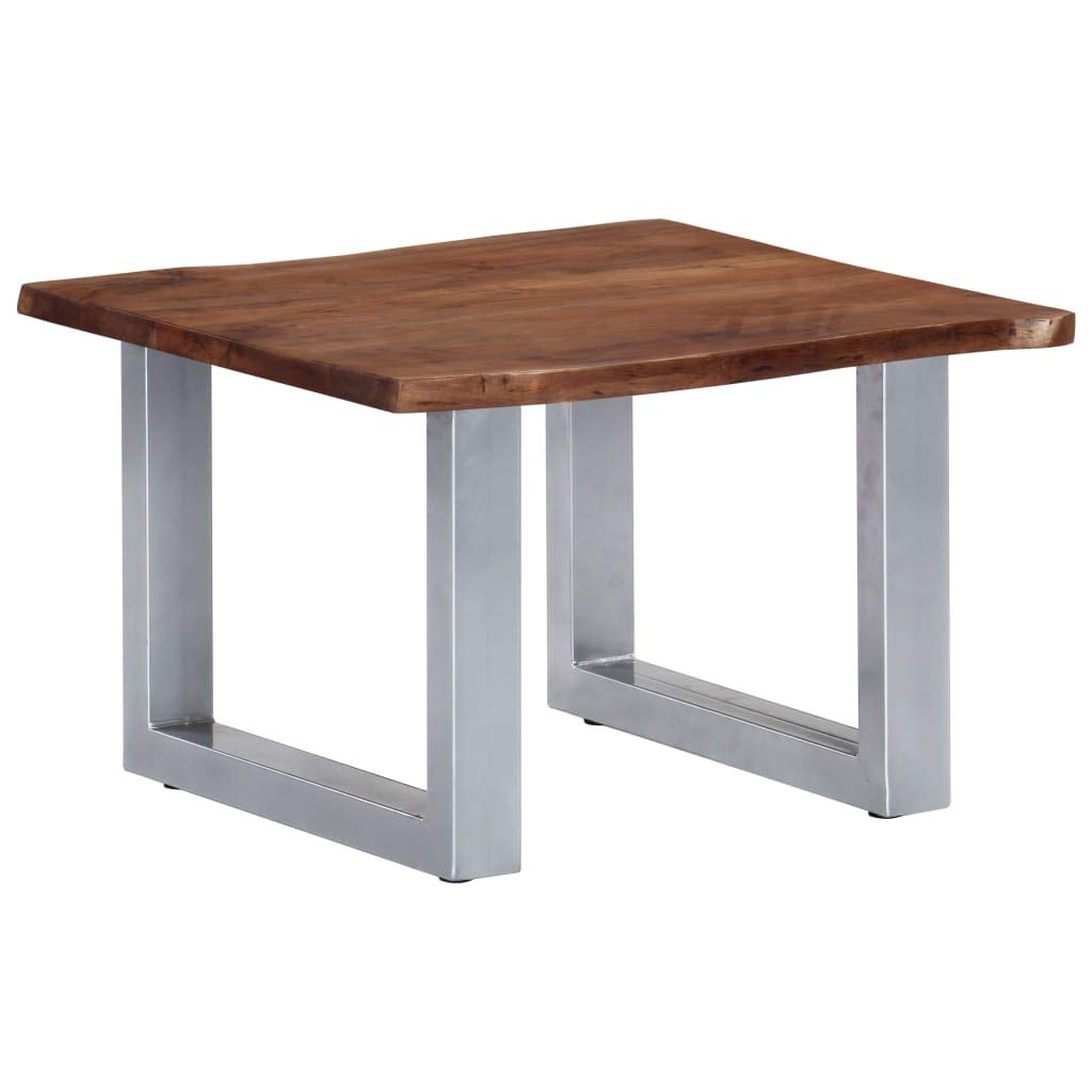 Live Edge Coffee Table - Modern Industrial Solid Acacia Wood & Metal Legs Rustic Coffee Table 23.6
