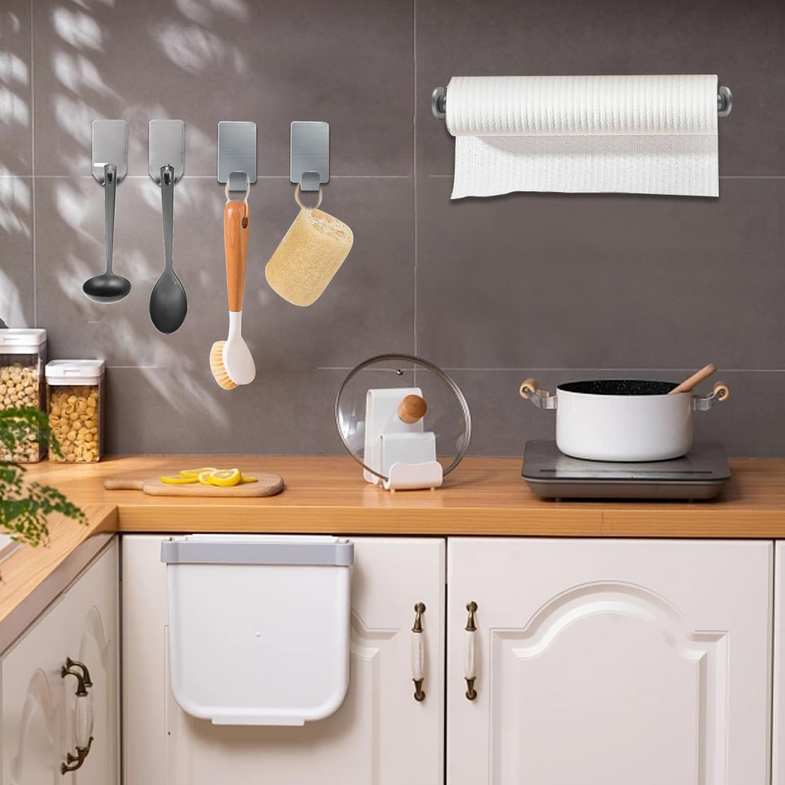 Under Cabinet Paper Towel Holder - Wall Mount Kitchen & Bathroom Towel Roll Dispenser with Self-Adhesive or Screw Mounting - Perfect for Compact Spaces, RVs, and Small Kitchens