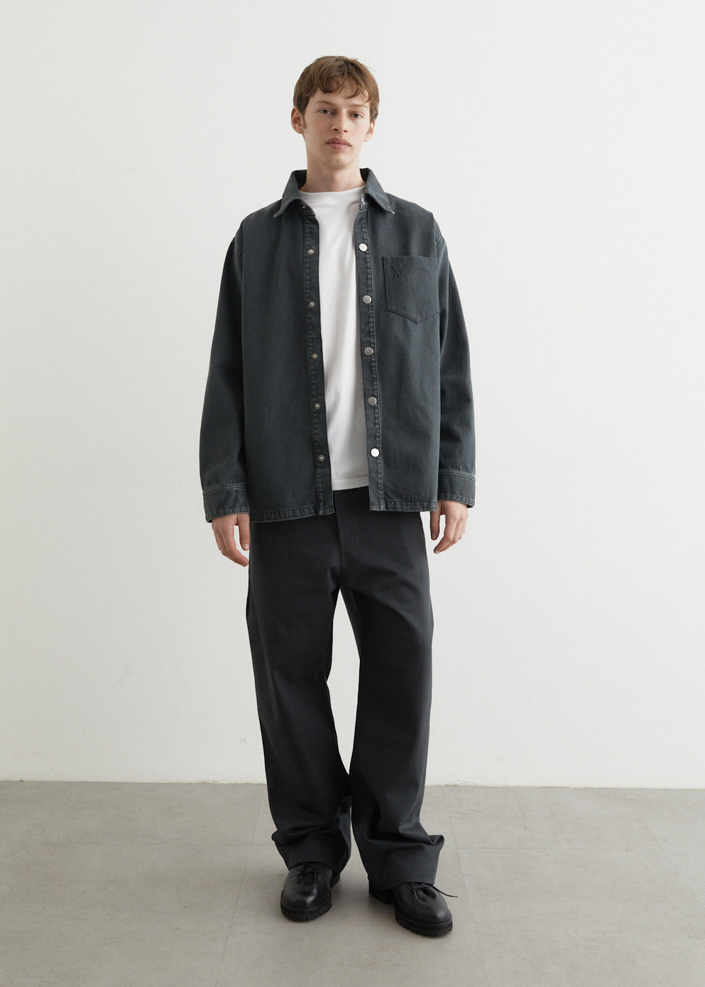 ADC Men's Overshirt Jacket UJK261 CO0037 - Black Casual Button-Up Shirt for Streetwear & Layering