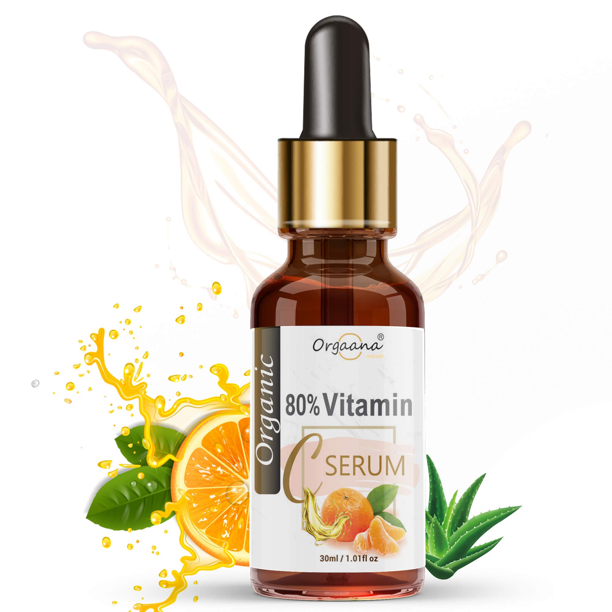 Orgaana 80% Organic Vitamin C & E Serum with Hyaluronic Acid for Face - 30ml | Brightening, Anti-Aging & Hydrating Facial Treatment for Day & Night Skincare Routine