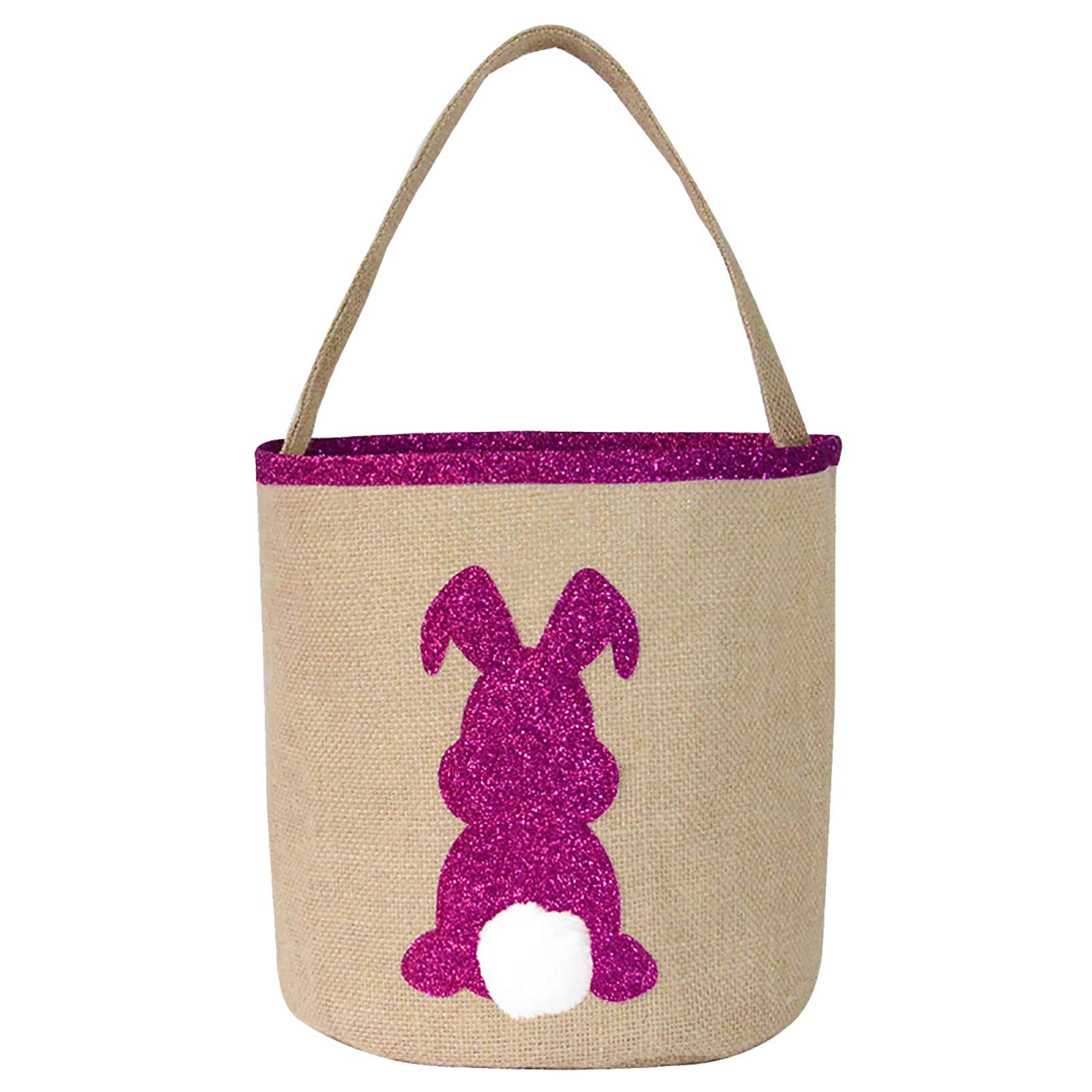Easter Bunny Ears Canvas Candy Basket - Printed Holiday Gift Bag for Easter Decorations, Home Party Favors, Green Wrapping Paper - Perfect for Easter Egg Hunts, Spring Celebrations & Kids Party Decor