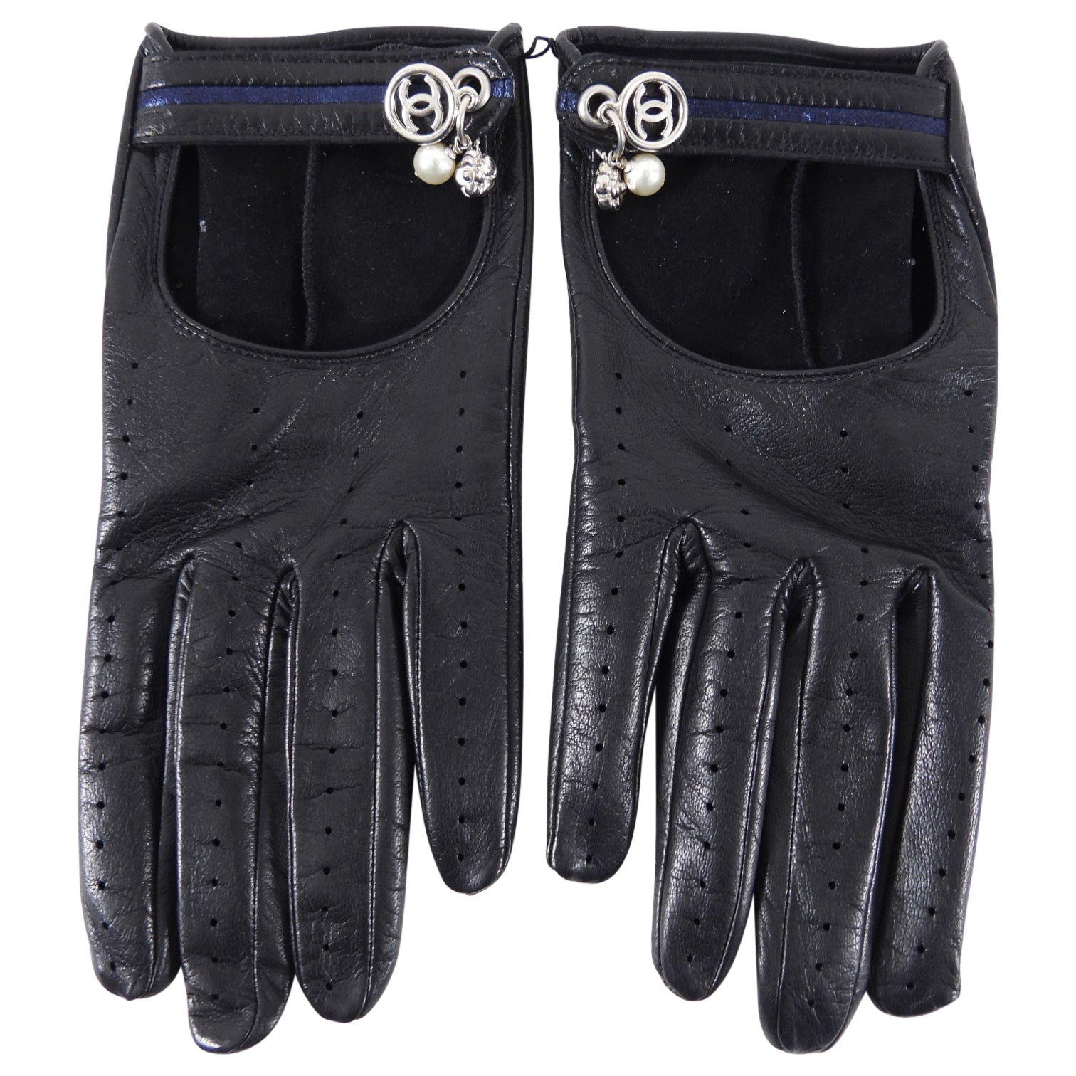 Chanel 04P Black Leather Driving Gloves for Women - Premium Soft Touch Gloves for Driving, Fashion & Winter - Luxury Leather Gloves for Cold Weather & Stylish Outfits