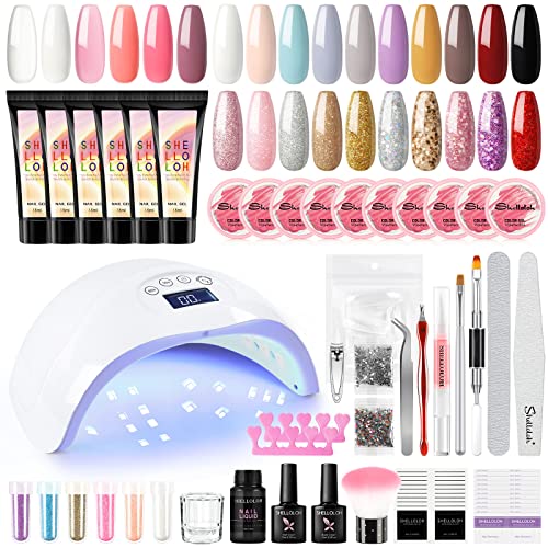 Shelloloh 20 Colors Gel Nail Polish Set with UV Light - Home & Salon Manicure Kit