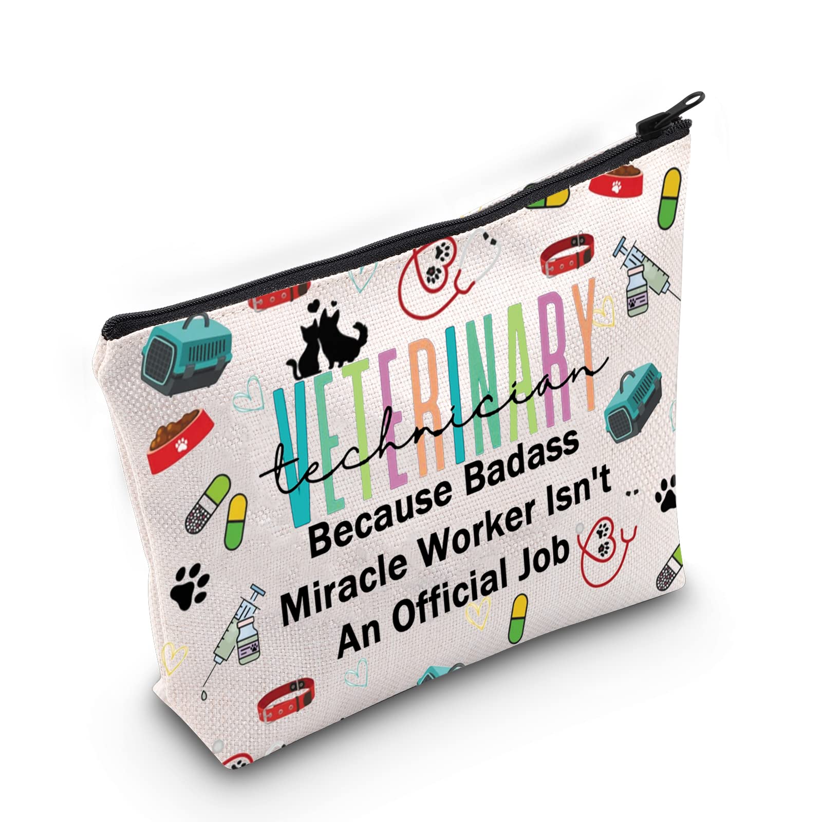 **Veterinary Technician Cosmetic Bag - Vet Tech Makeup Pouch with Zipper - Perfect Vet Tech Graduation Gift & New Vet Gift - Ideal for Clinics, Travel & Daily Use**