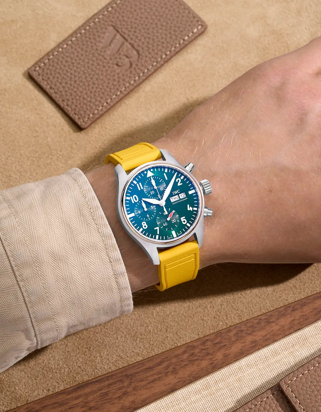 Original IWC Rubber Watch Band Replacement Strap - Durable Yellow Silicone Watchband for IWC Pilots & Portugieser Watches | Perfect for Sports, Diving & Casual Wear