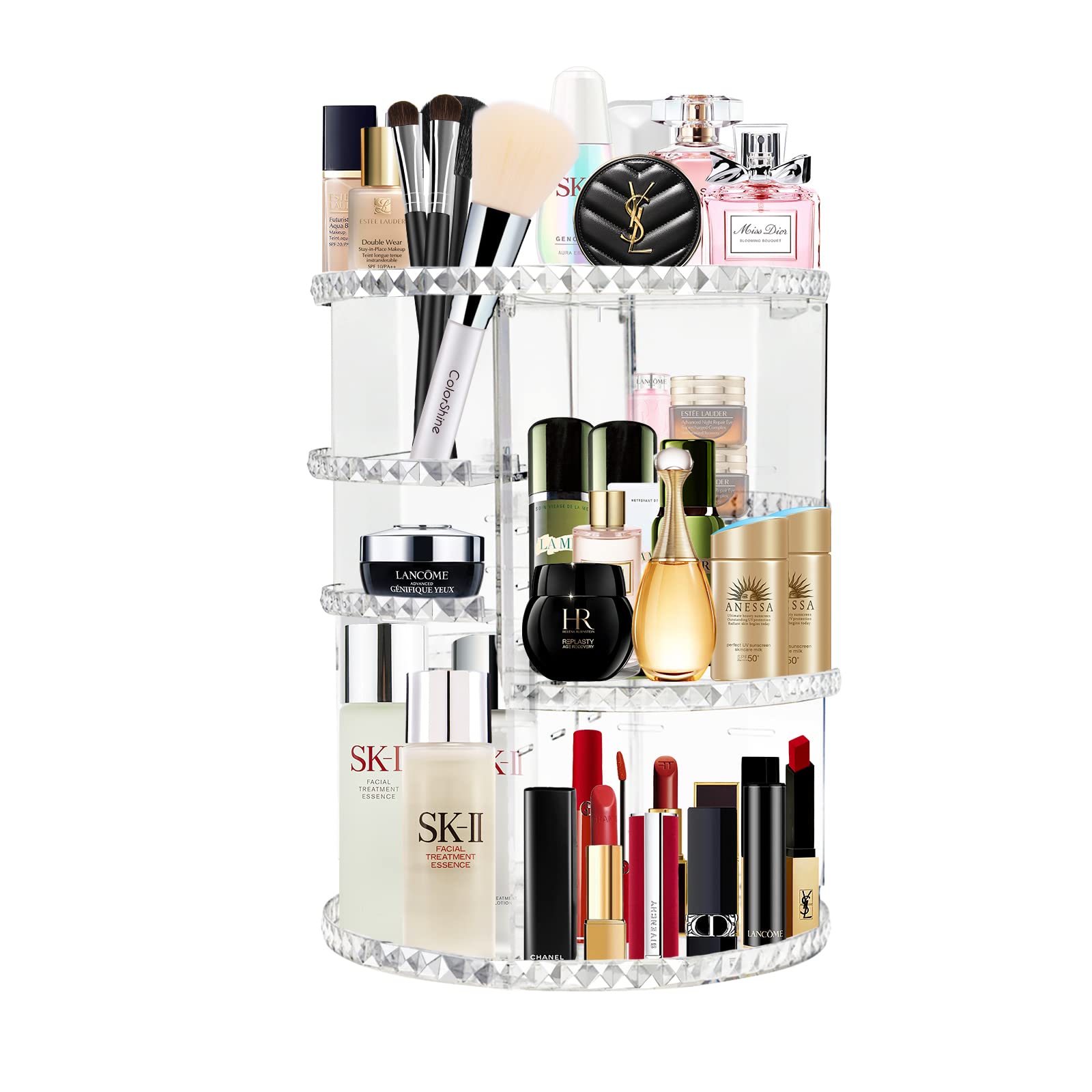 360° Rotating Makeup Organizer with Adjustable Storage - Multi-Functional Cosmetic & Perfume Organizer for Vanity, Bathroom, and Travel Use