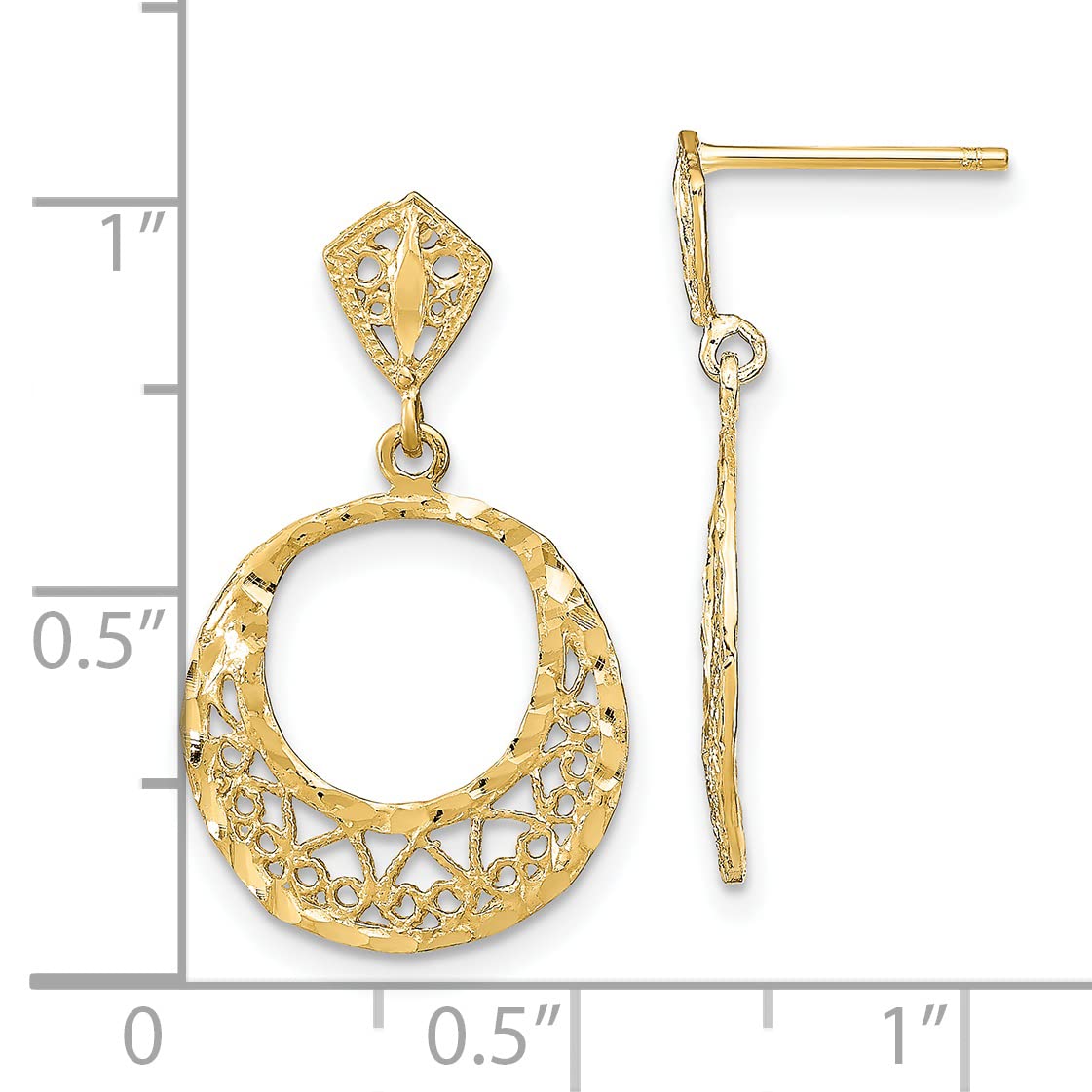 Lex & Lu 14k Yellow Gold Fancy Post Dangle Earrings for Women - Elegant & Hypoallergenic Gold Stud Earrings - Perfect for Weddings, Parties & Everyday Wear