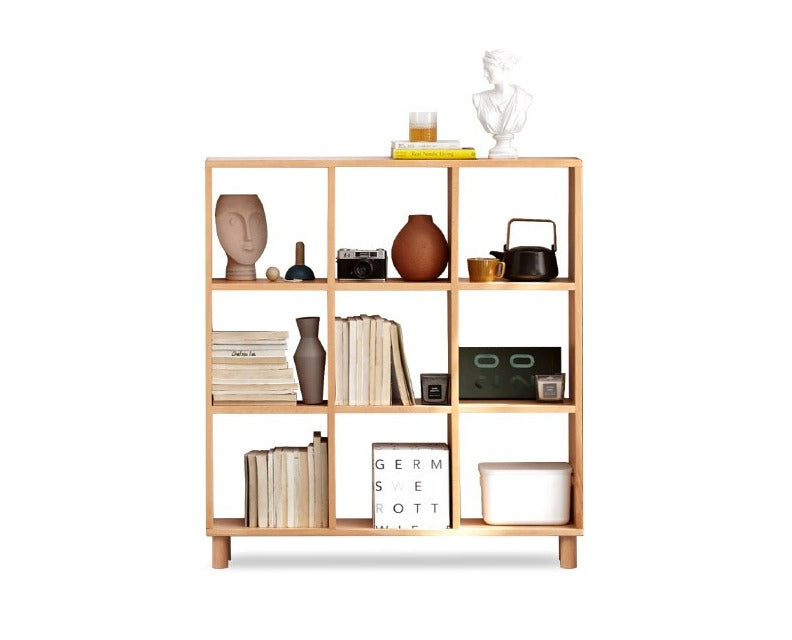 Solid Wood Bookshelf - Beech & Oak Bookcase with Free Combination - Perfect for Home Office, Living Room, and Library Storage