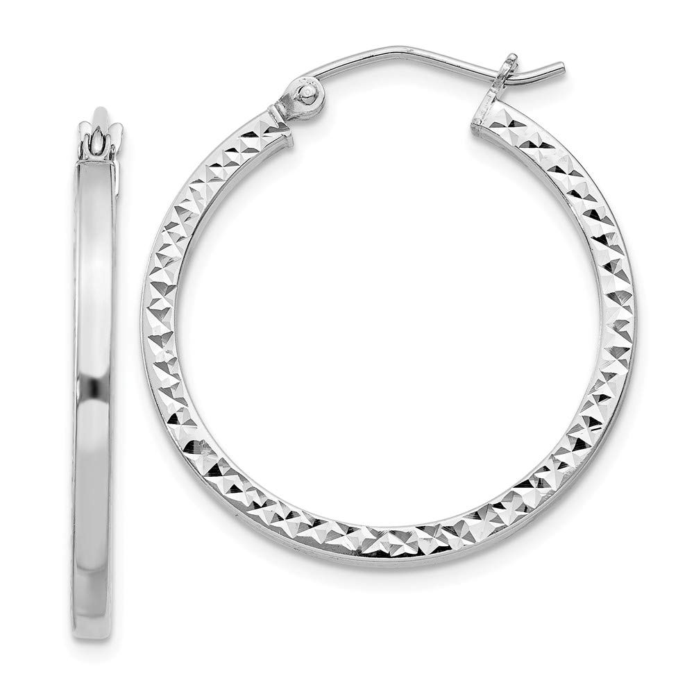 Sterling Silver Rhodium-Plated 2x25mm Square Tube Hoop Earrings for Women - Hypoallergenic Dangle Earrings for Everyday Wear, Parties & Special Occasions