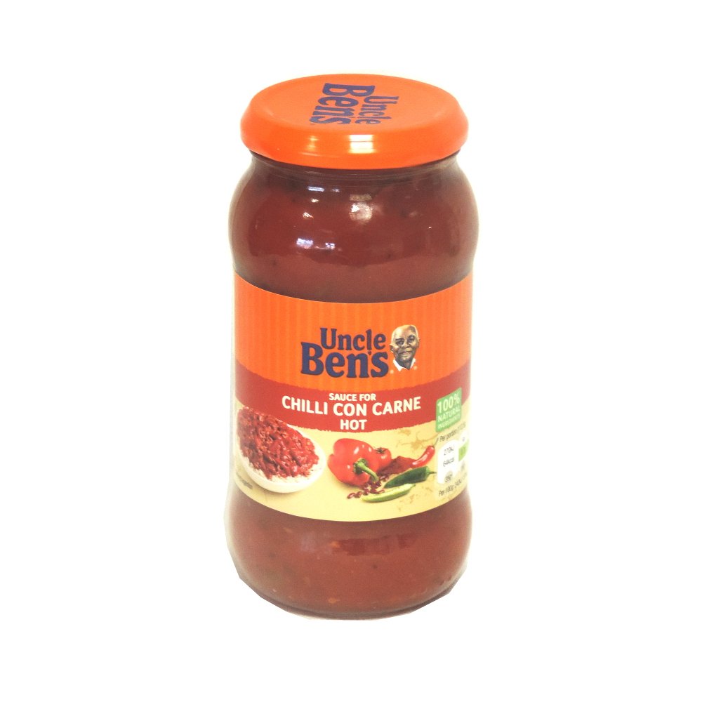 Uncle Ben's Hot Chili Con Carne Sauce - 450g - Spicy Mexican Style Sauce for Tacos, Nachos & Burritos - Perfect for Family Dinners & Parties