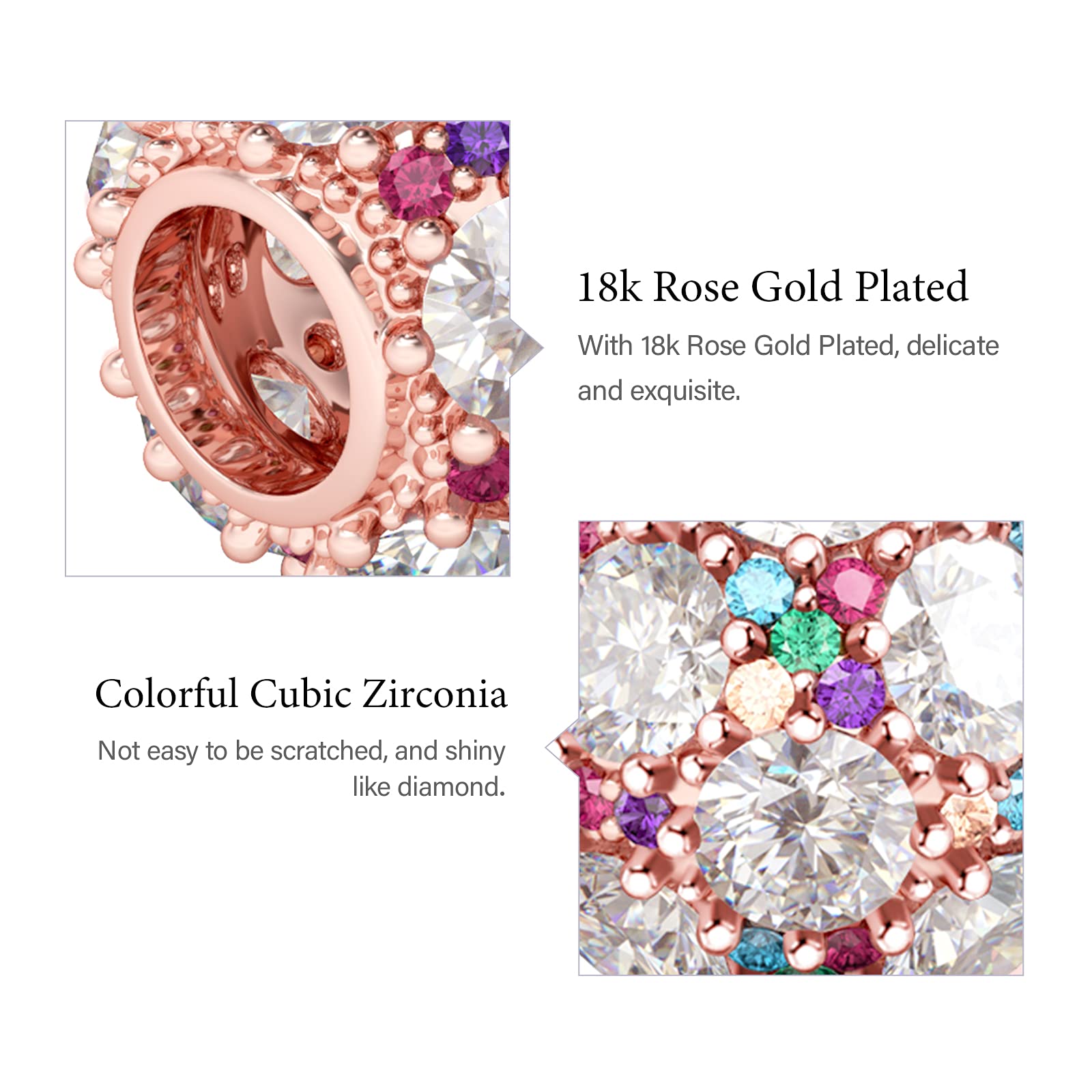 GNOCE Sterling Silver & Rose Gold Beaded Charms - 'You Are Beautiful Like Diamonds in the Sky' Inspirational Jewelry for Bracelets & Necklaces - Perfect for Gifts, Anniversaries, and Everyday Wear