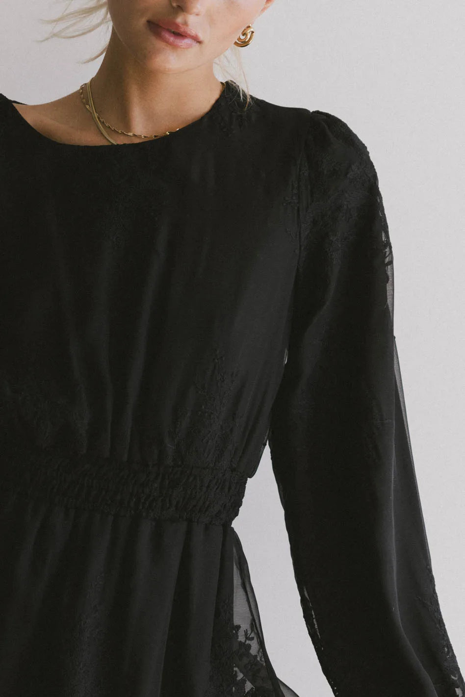 Stylish Andee Embroidered Midi Dress in Black - Perfect for Casual Outings, Date Nights & Special Occasions