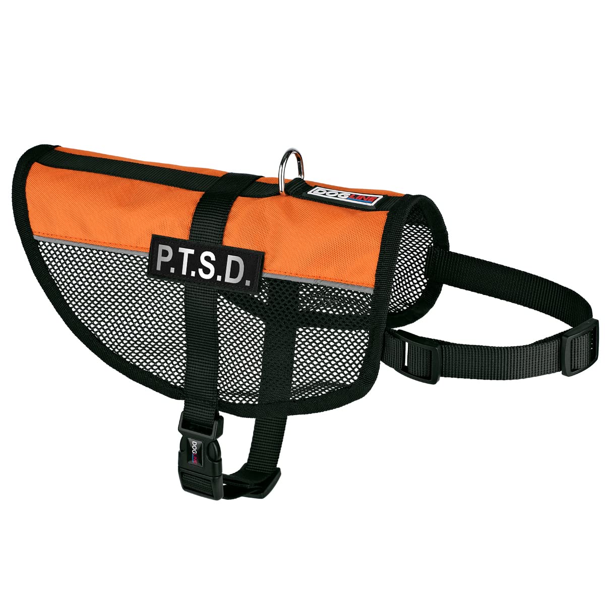 Dogline MaxAire Mesh Cooling Vest for Dogs - Breathable Dog Vest with 2 Removable PTSD Patches (13-16 Inch, Orange) - Perfect for Hot Weather, Outdoor Activities & Service Dogs